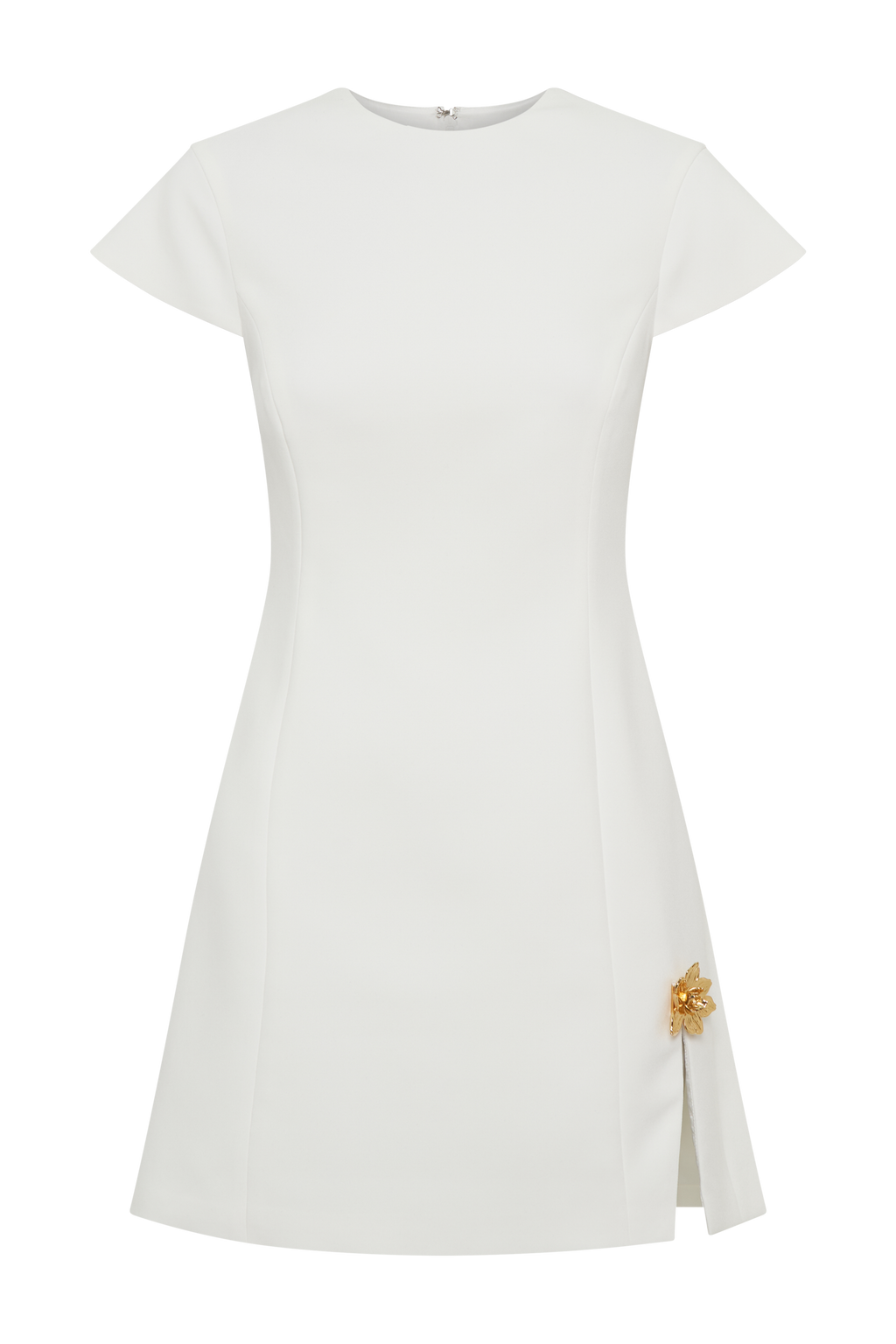 Remi Suiting Mini Dress With Floral Hardware - White