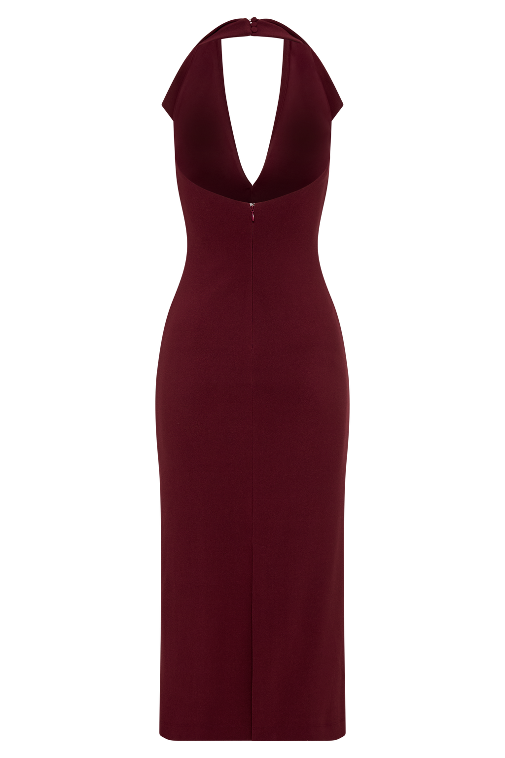 Annita Crepe Halter Midi Dress - Merlot