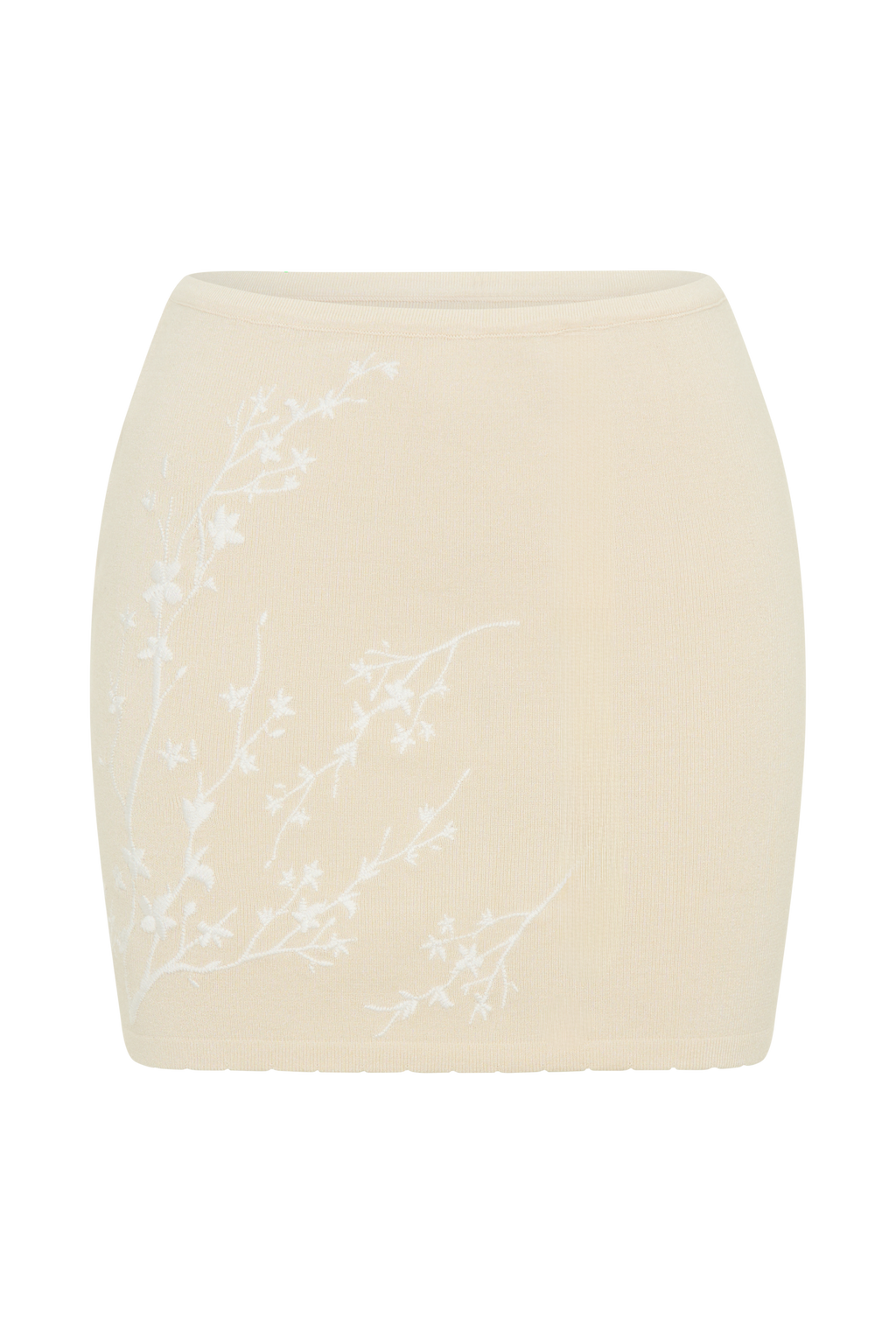 Monroe Embroidered Knit Mini Skirt - Cream And Ivory