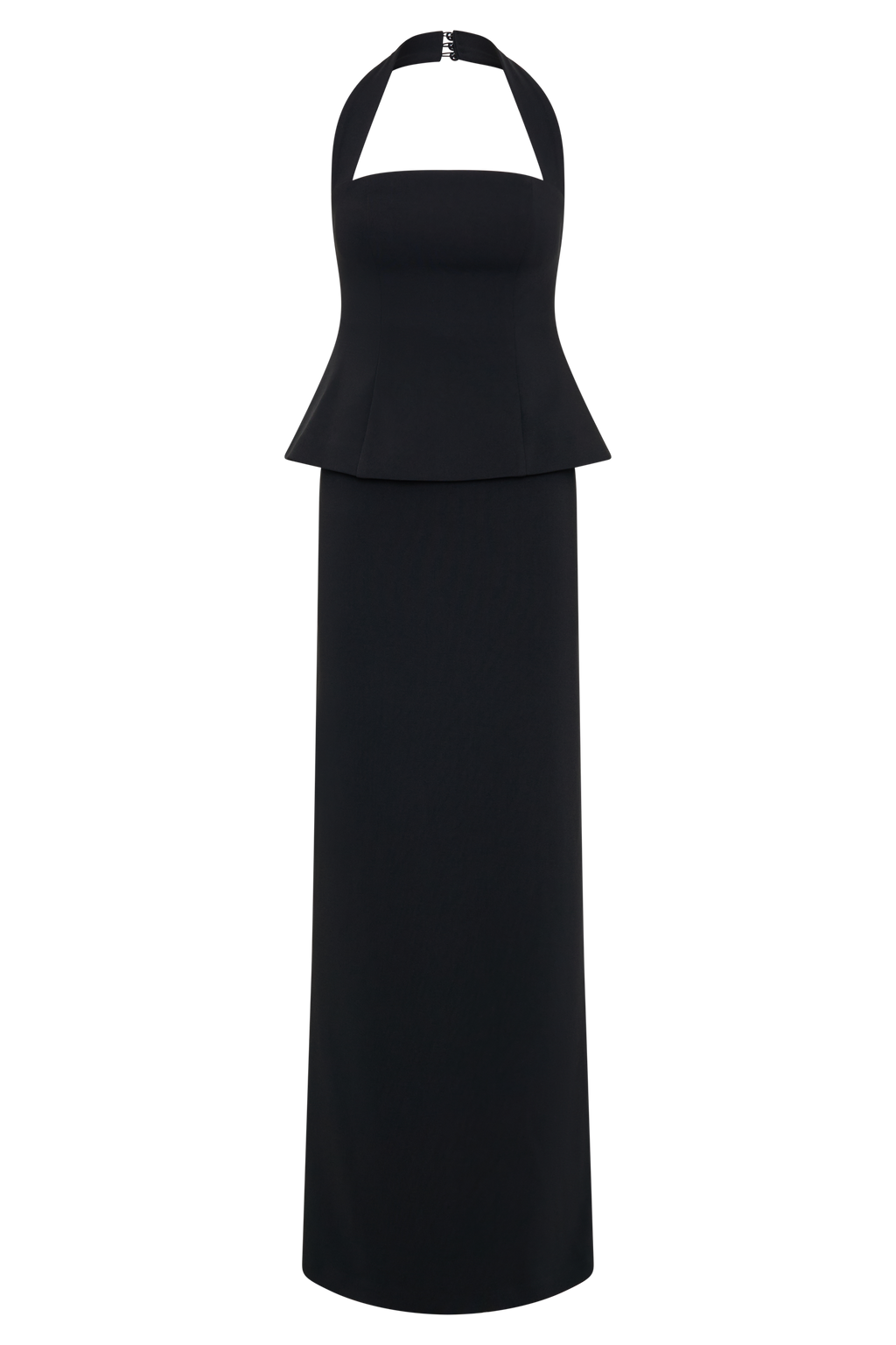 Bertie Peplum Halter Maxi Dress - Black
