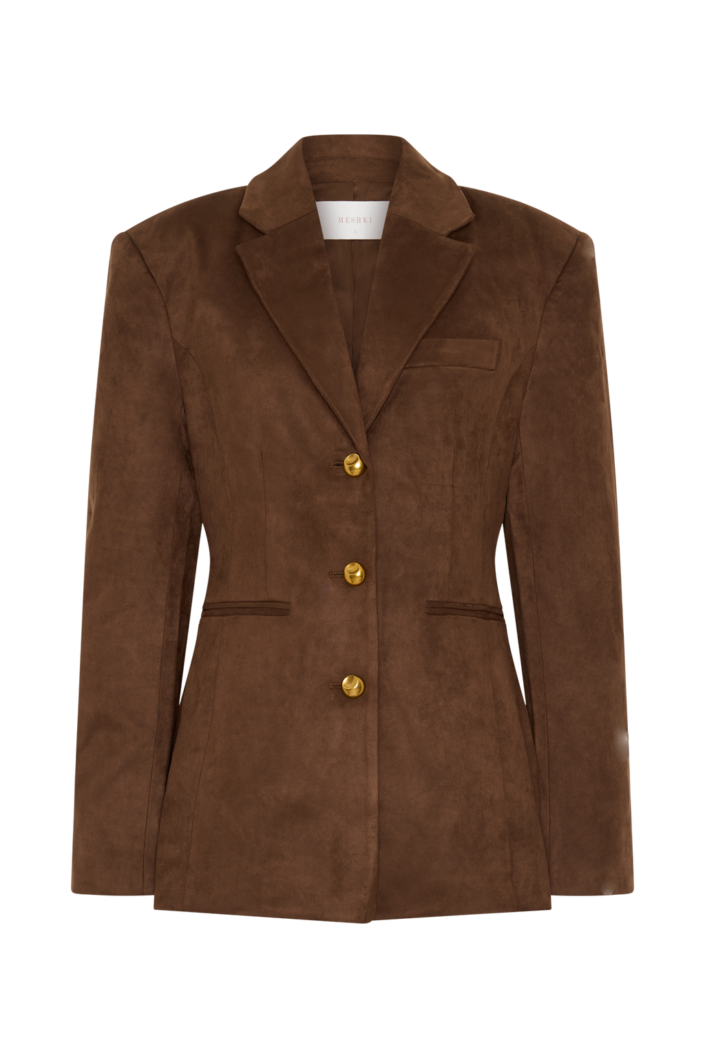 Sally Faux Suede Cinched Blazer - Milk Chocolate