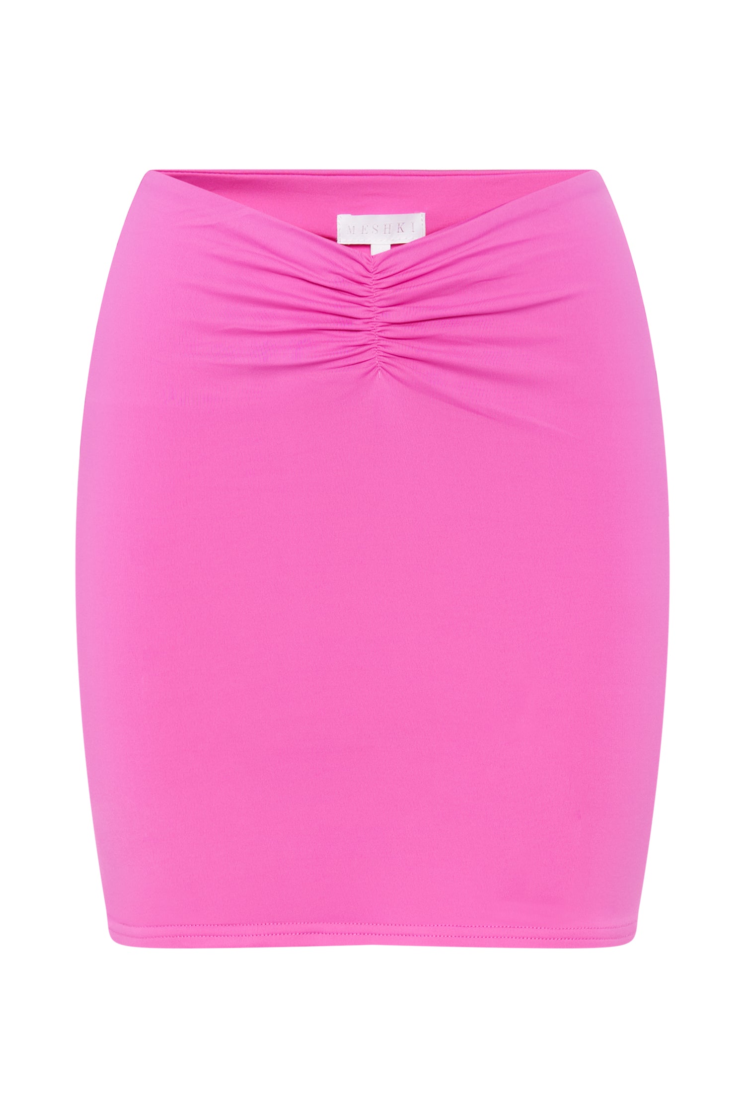 Kara Ruched Front Mini Skirt - Bubblegum Pink