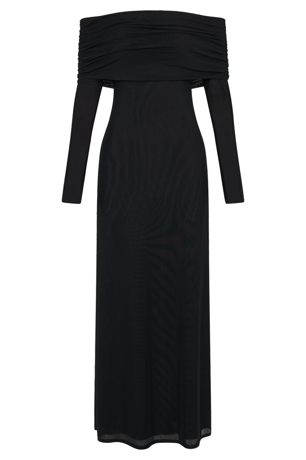 Josie Off Shoulder Mesh Maxi Dress - Black