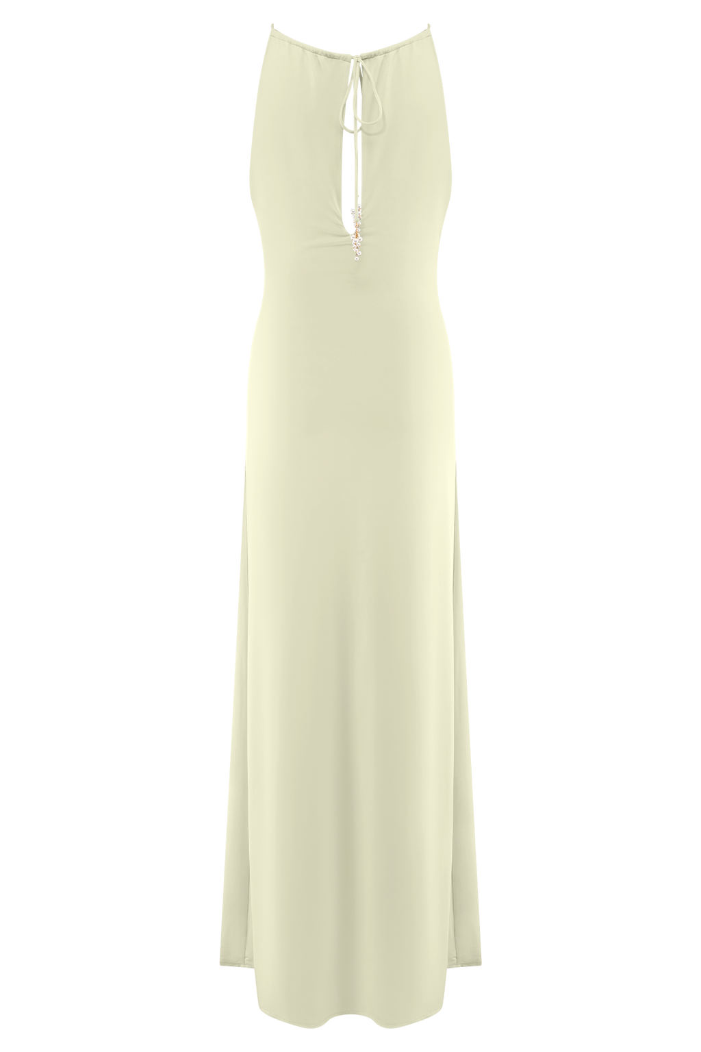 Beryl Slinky Maxi Dress With Pearls - Ivory