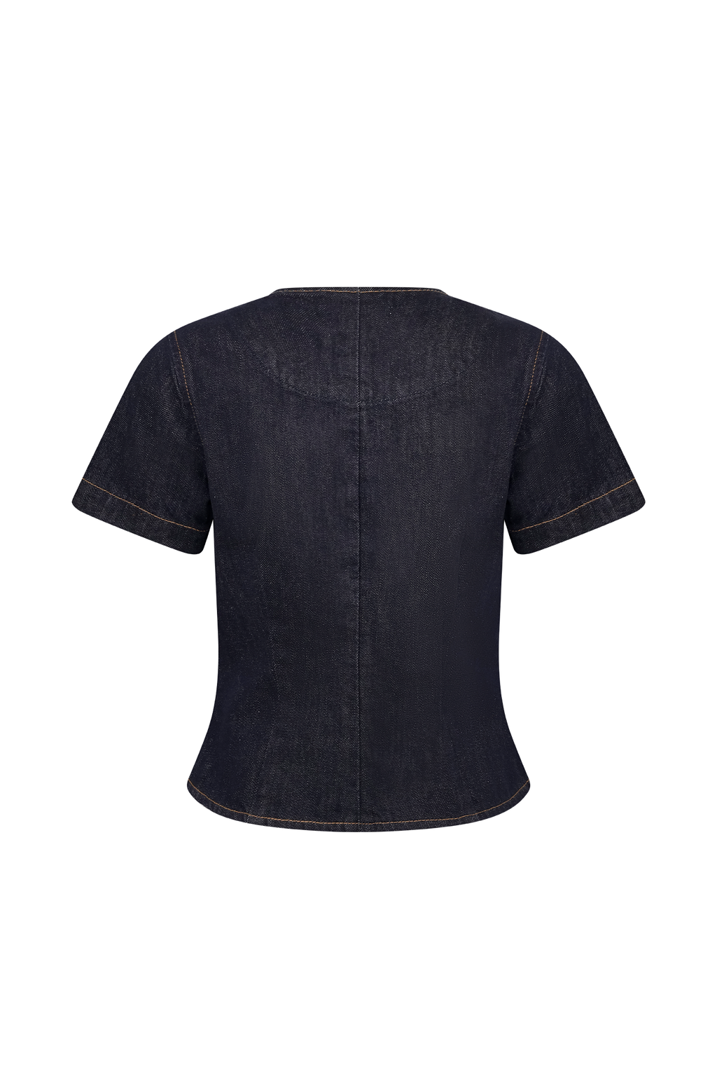 Bethany Short Sleeve Buttoned Denim Top - Washed Indigo Blue