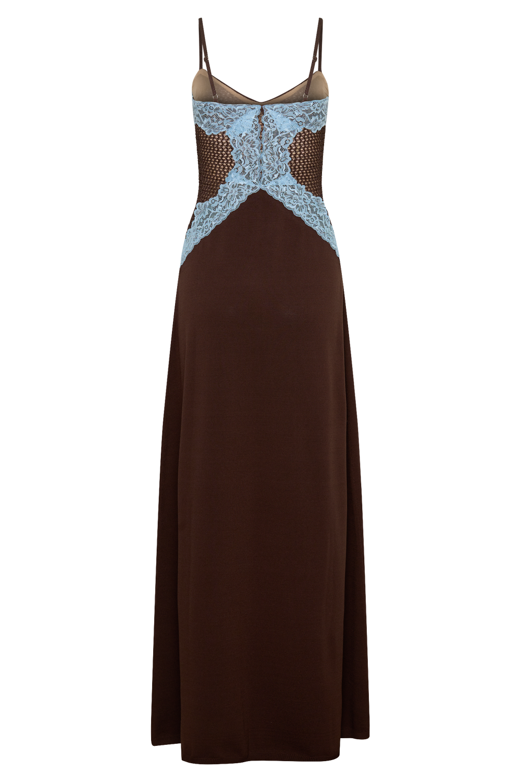 Bray Knit & Lace Maxi Dress - Chocolate/Blue
