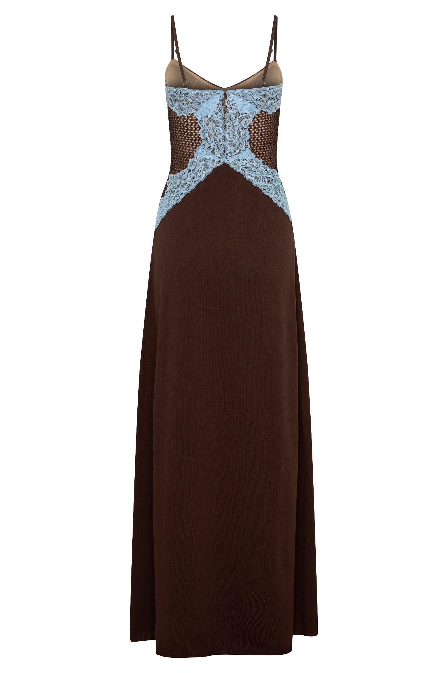 Bray Knit & Lace Maxi Dress - Chocolate/Blue