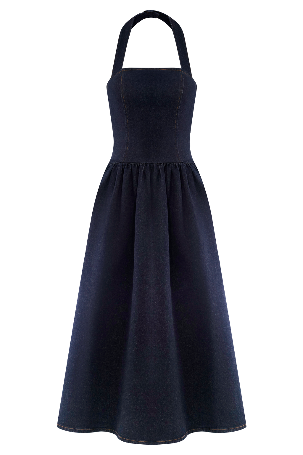 Caroline Denim Halter Midi Dress - Indigo Blue