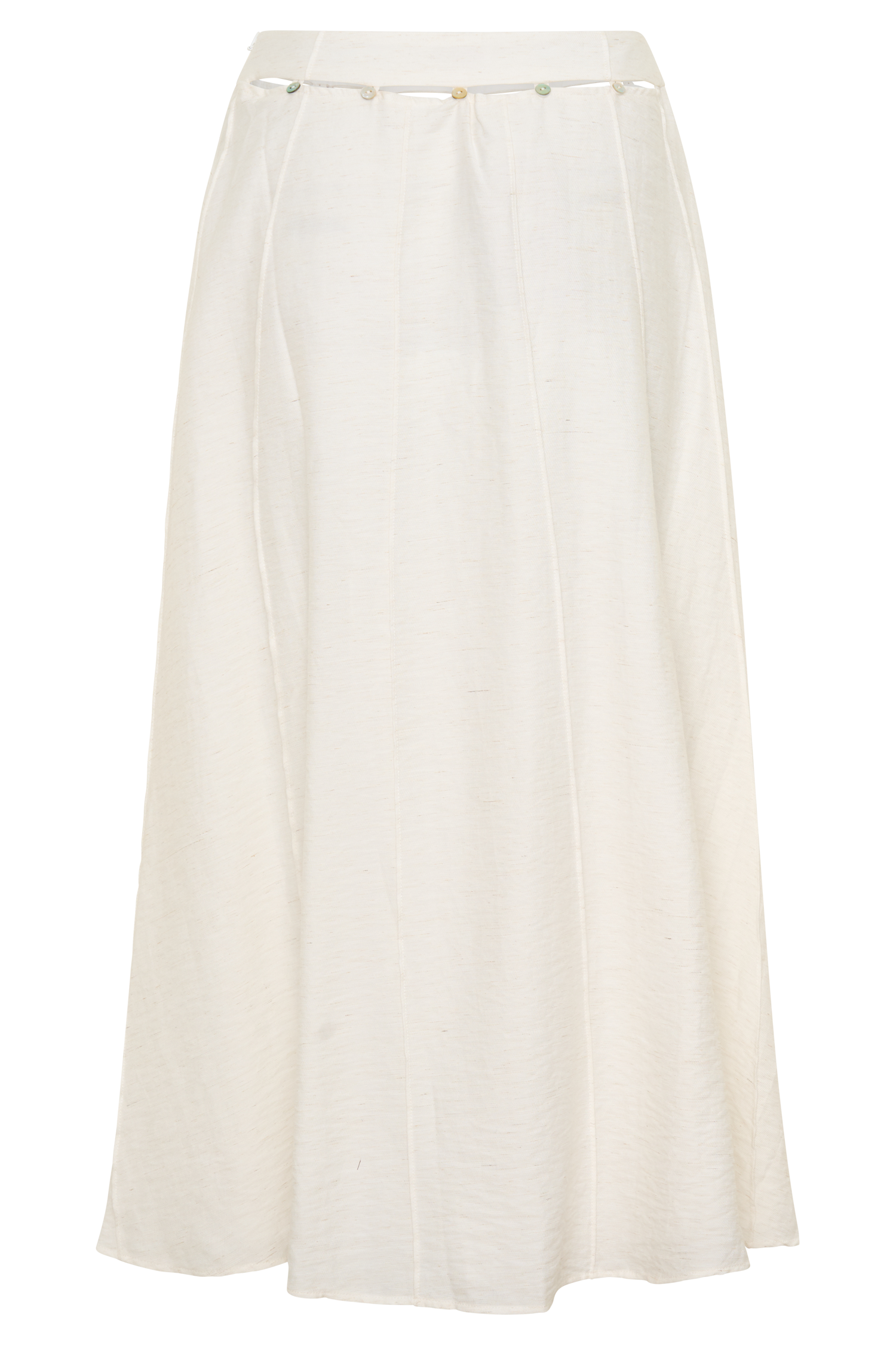 Claire Pearl Button Midi Skirt - White