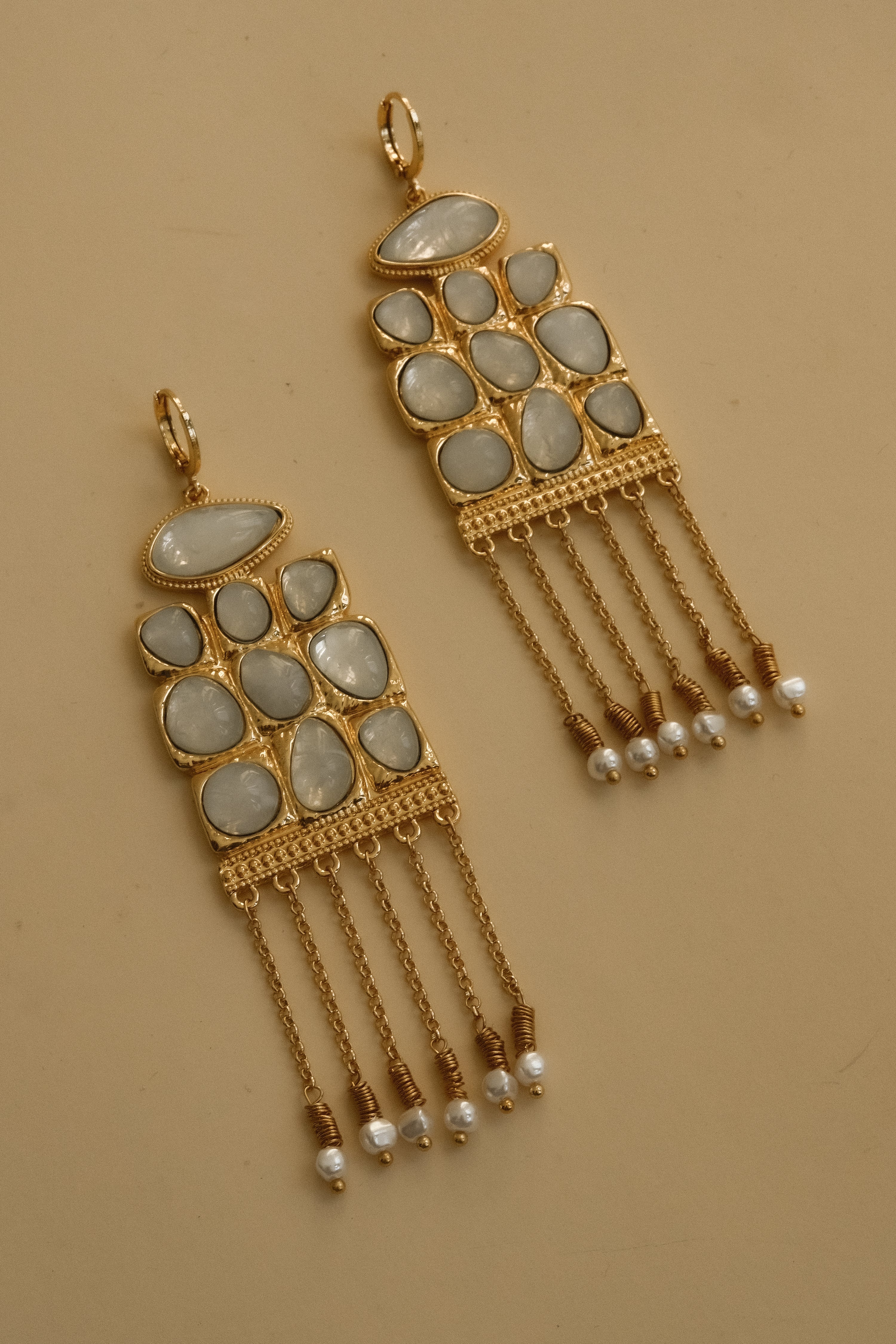 Annika Horizontal Resin Drop Earrings - Gold