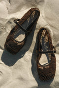 Brighton Lace Applique Flats - Chocolate
