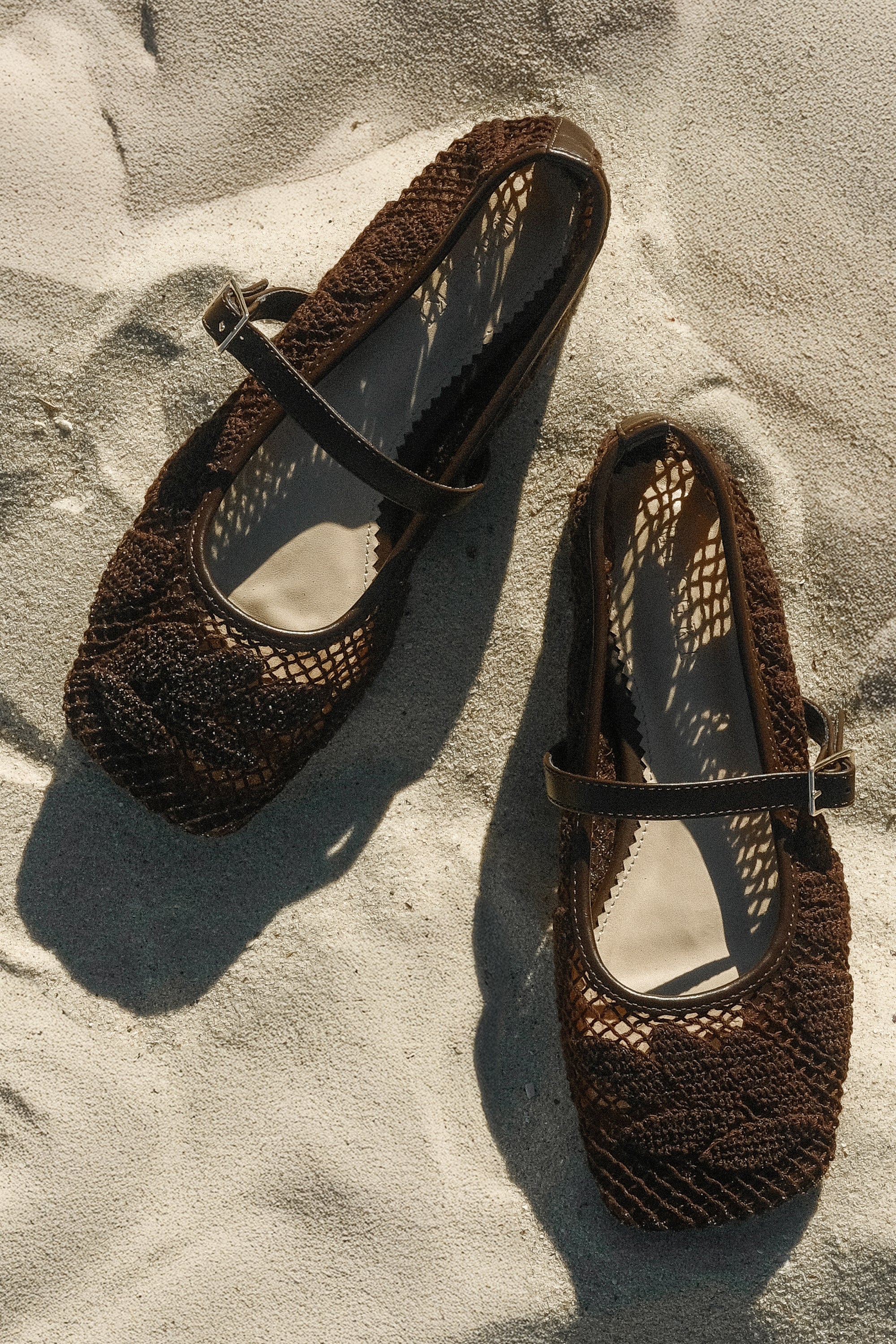 Brighton Lace Applique Flats - Chocolate