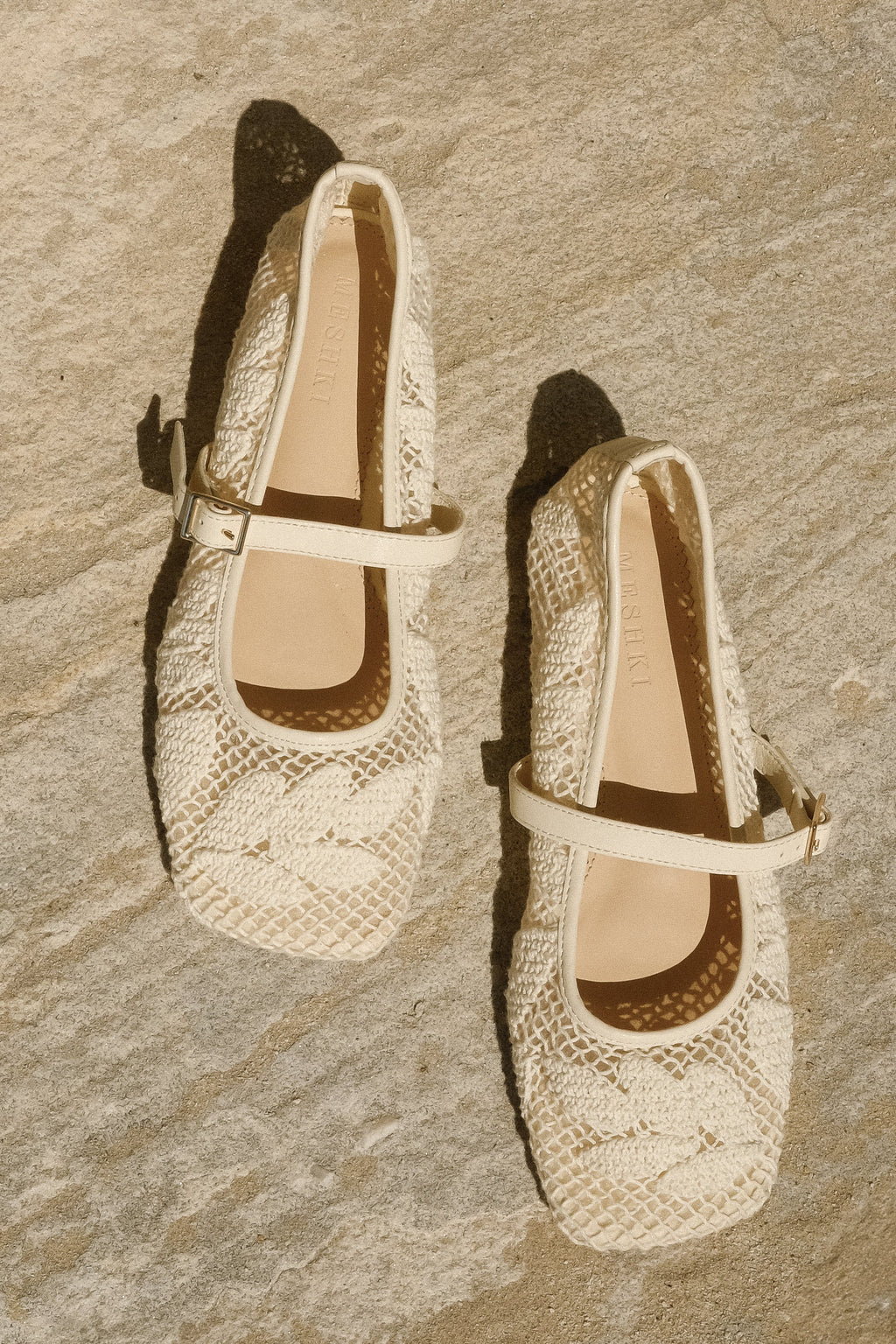 Brighton Lace Applique Flats - Ivory
