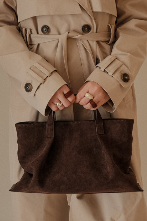 Baylor Faux Suede Bag - Chocolate