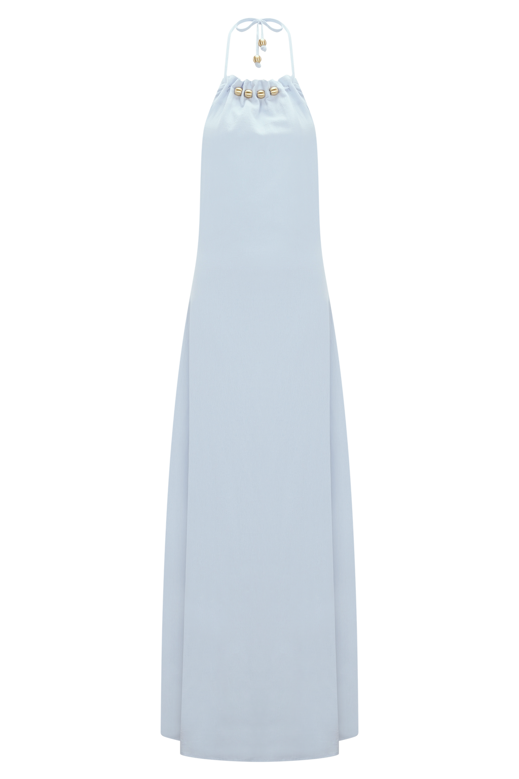Abeda Cotton Maxi Dress With Hardware - Pale Blue