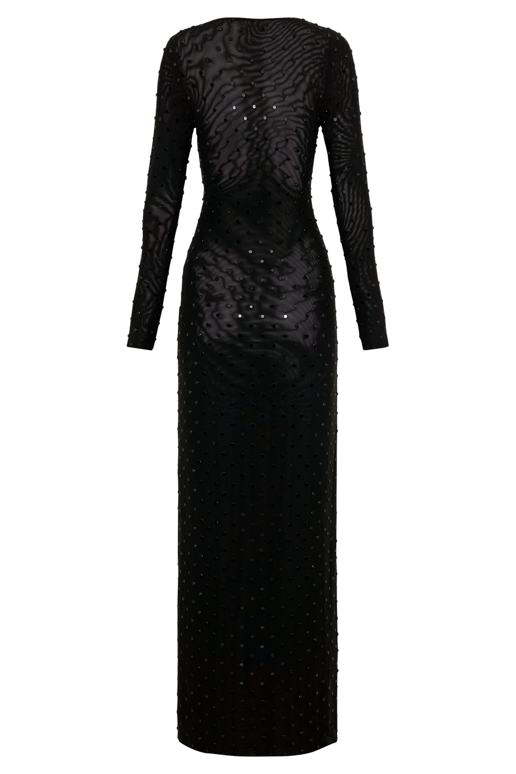 Acadia Diamante Long Sleeve Maxi Dress - Black