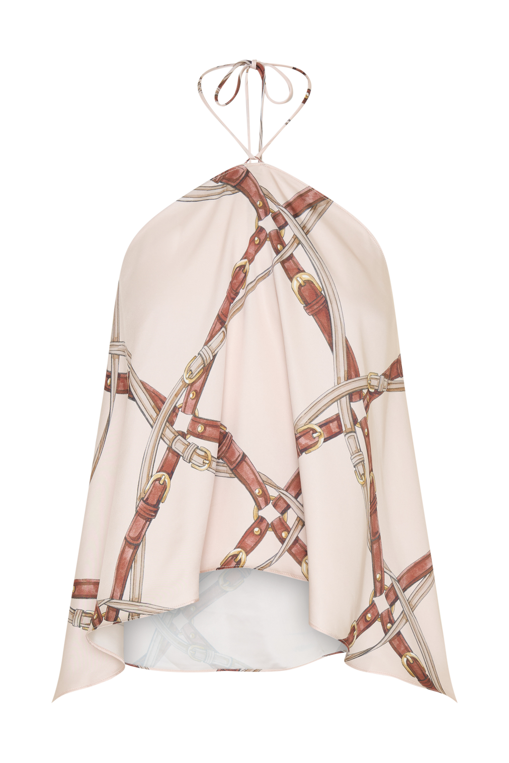 Adelaide Draped Satin Halter Top - Chain Print
