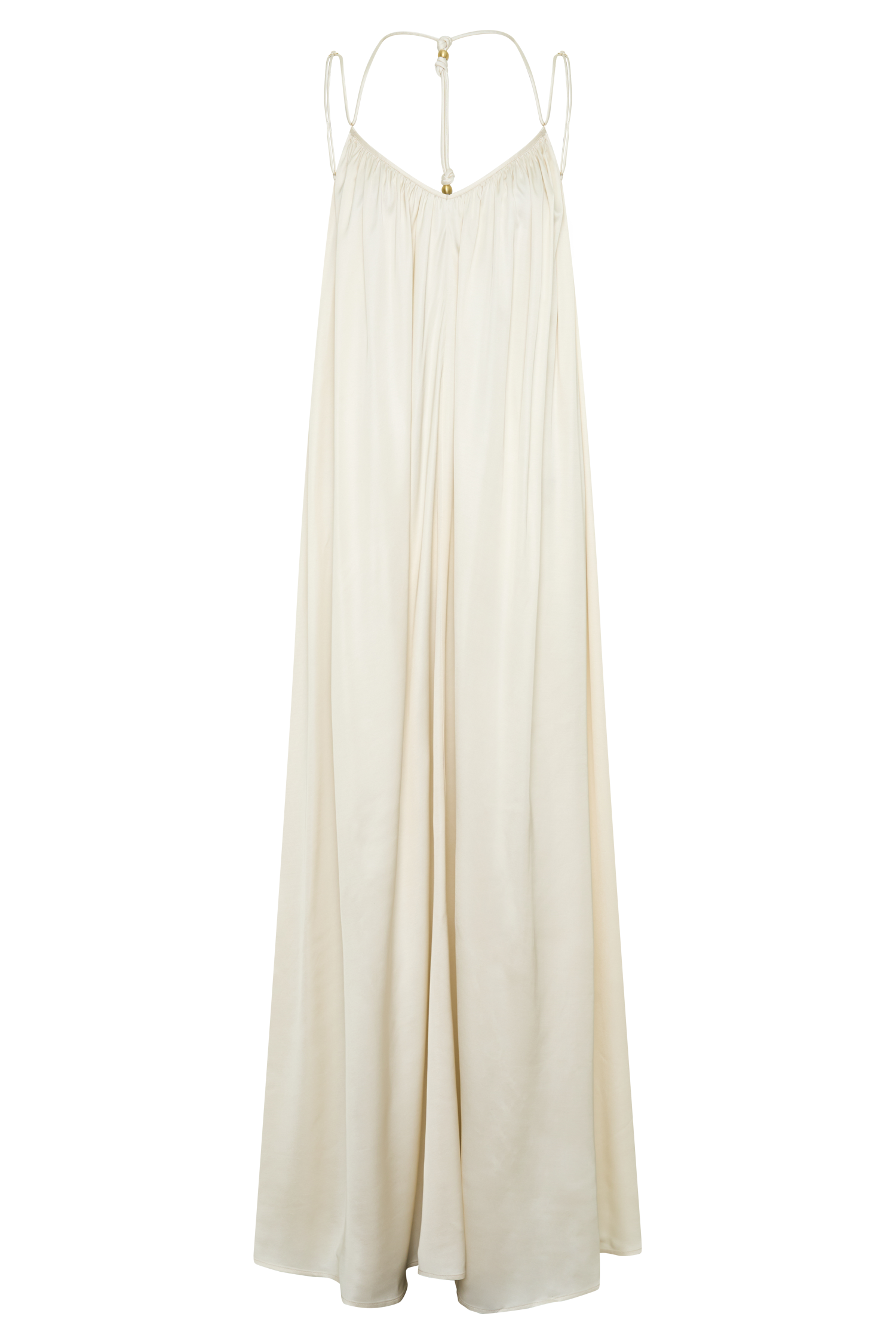 Adriana Satin Gathered Maxi Dress - Buttercream