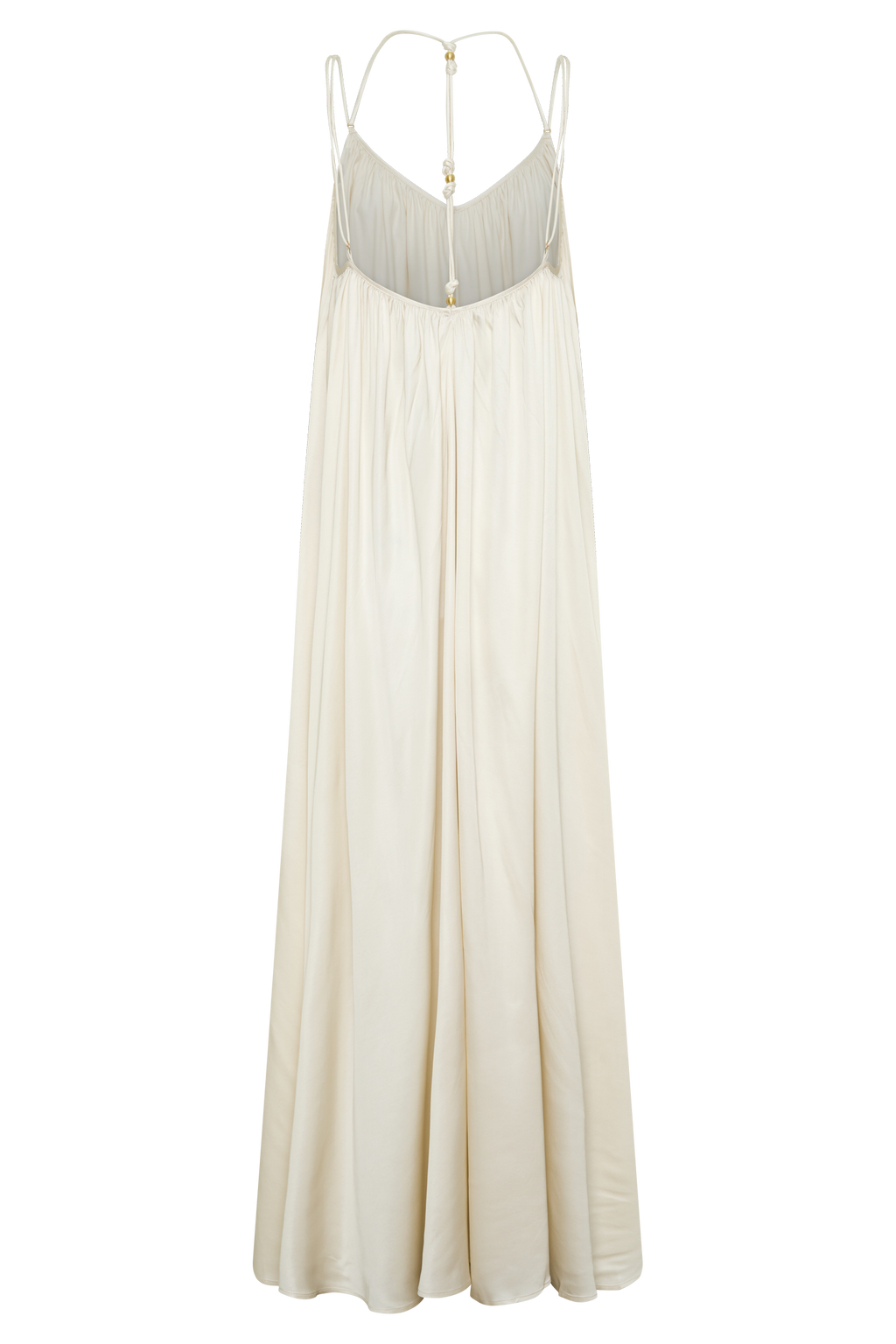 Adriana Satin Gathered Maxi Dress - Buttercream