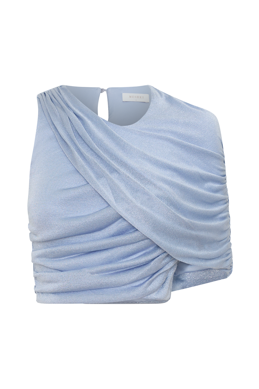 Adrienne One Shoulder Lurex Top - Pastel Blue