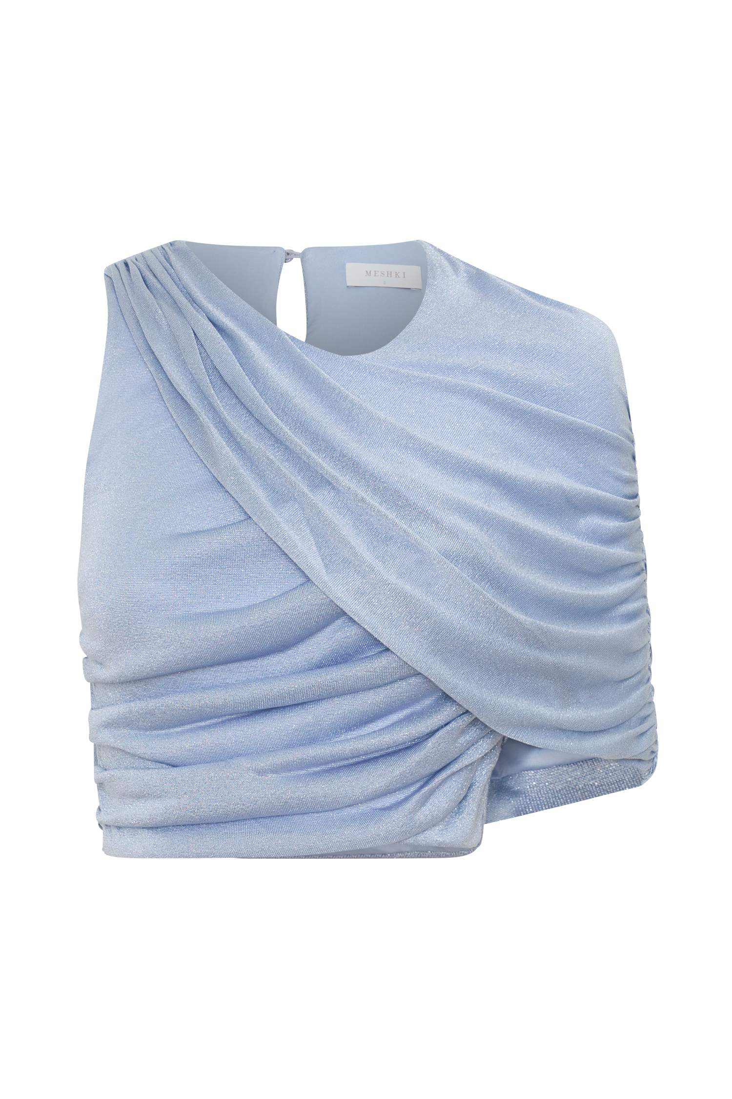 Adrienne One Shoulder Lurex Top - Pastel Blue