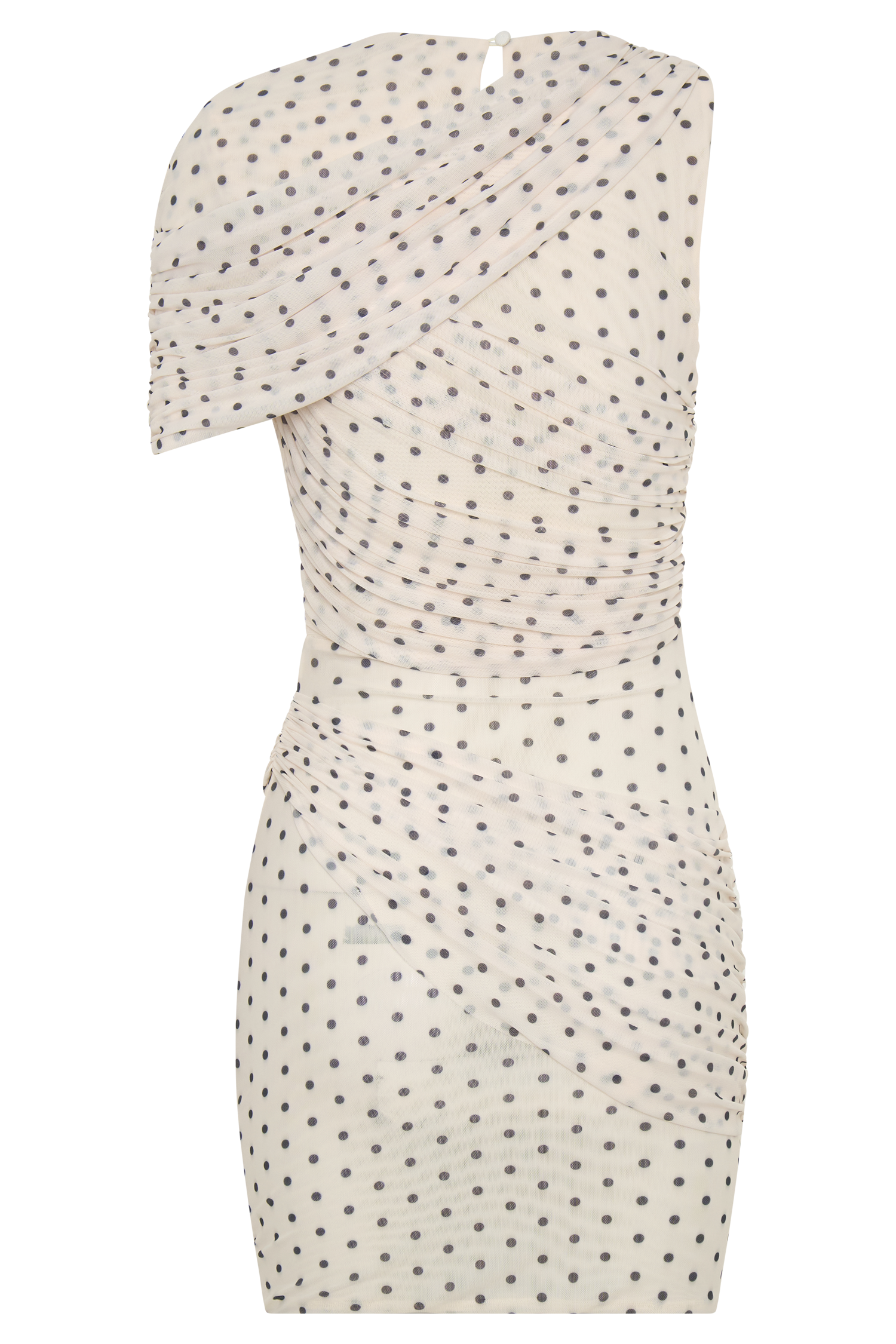 Adrienne One Shoulder Mesh Mini Dress - Polka Dot