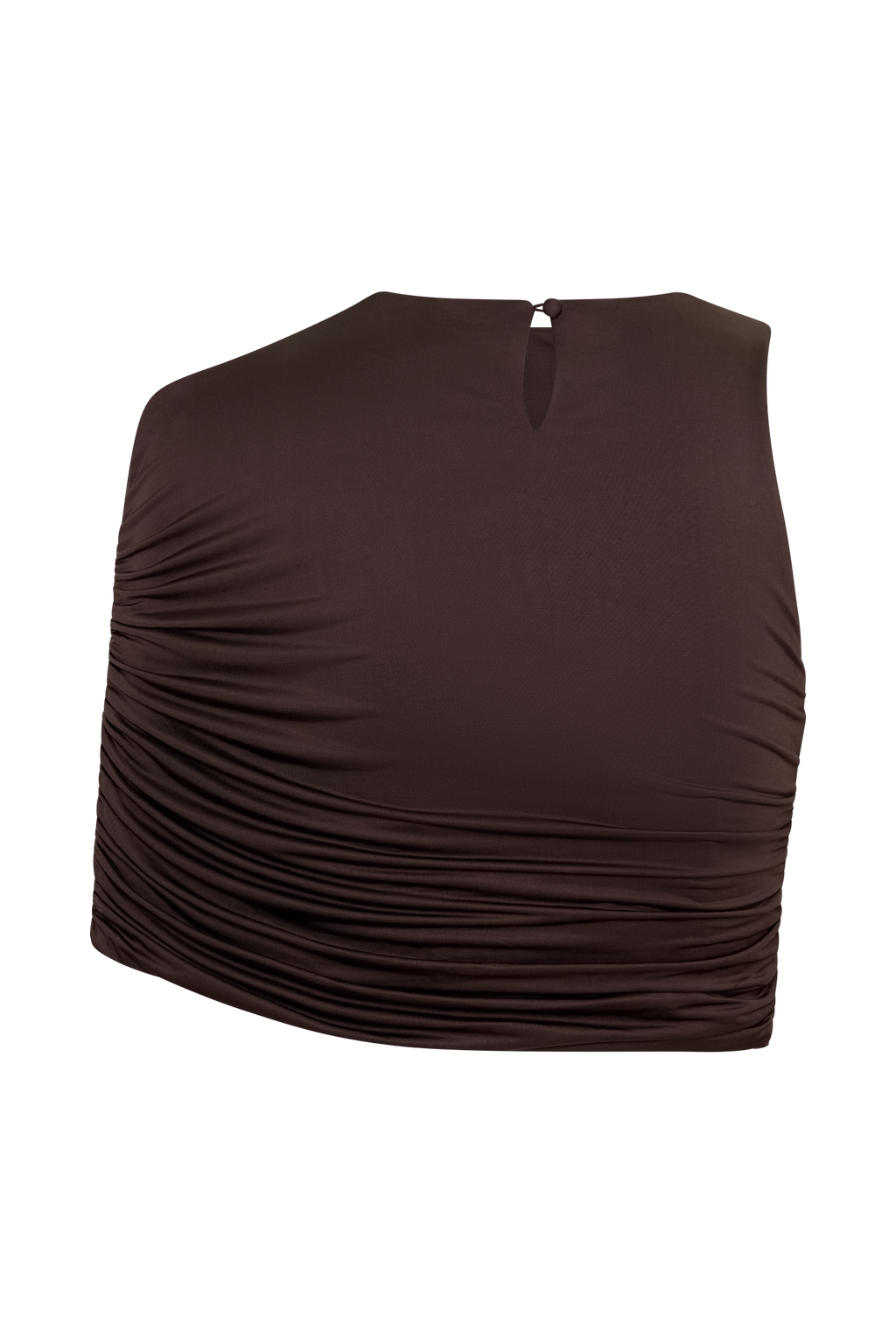 Adrienne One Shoulder Slinky Top - Chocolate