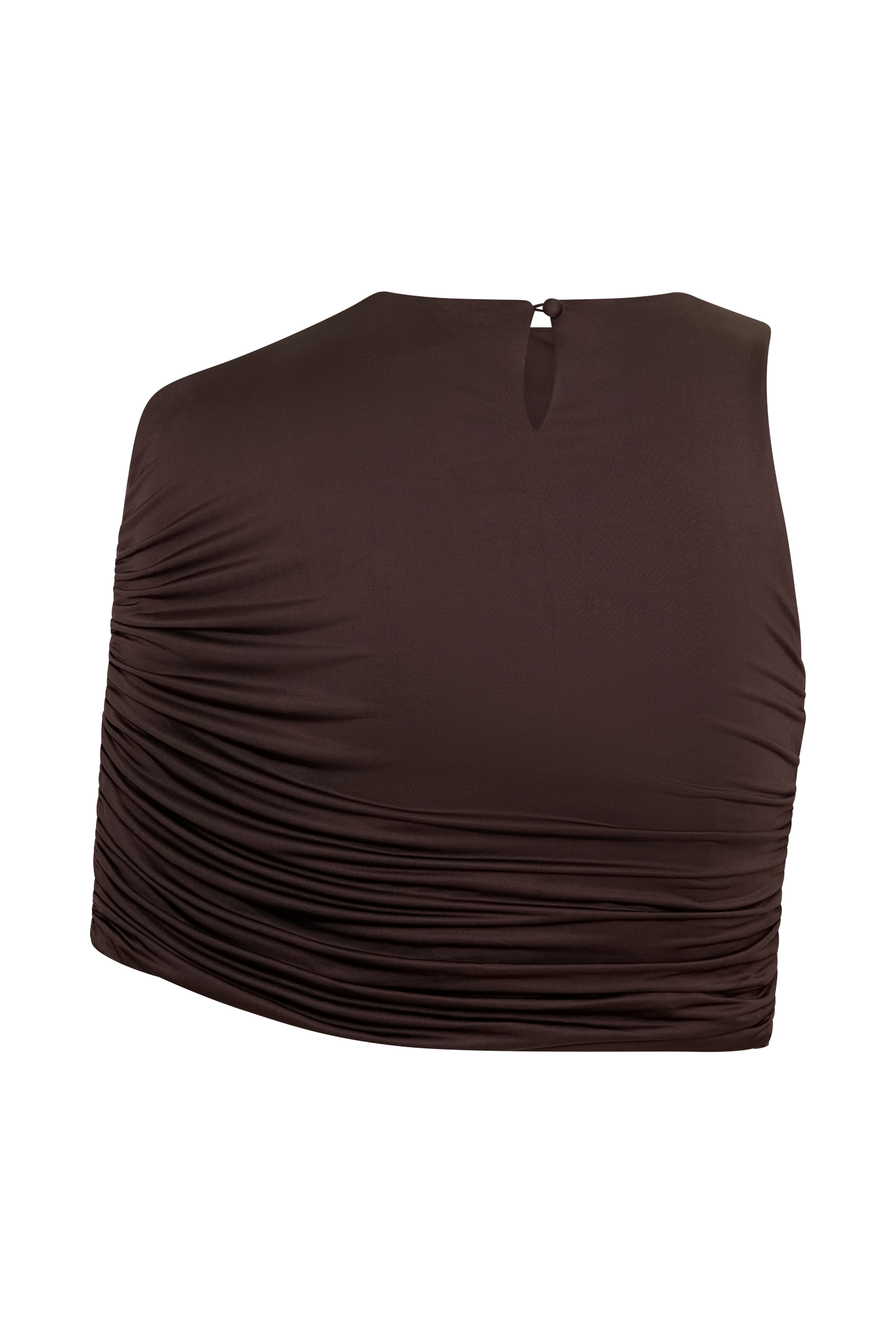 Adrienne One Shoulder Slinky Top - Chocolate