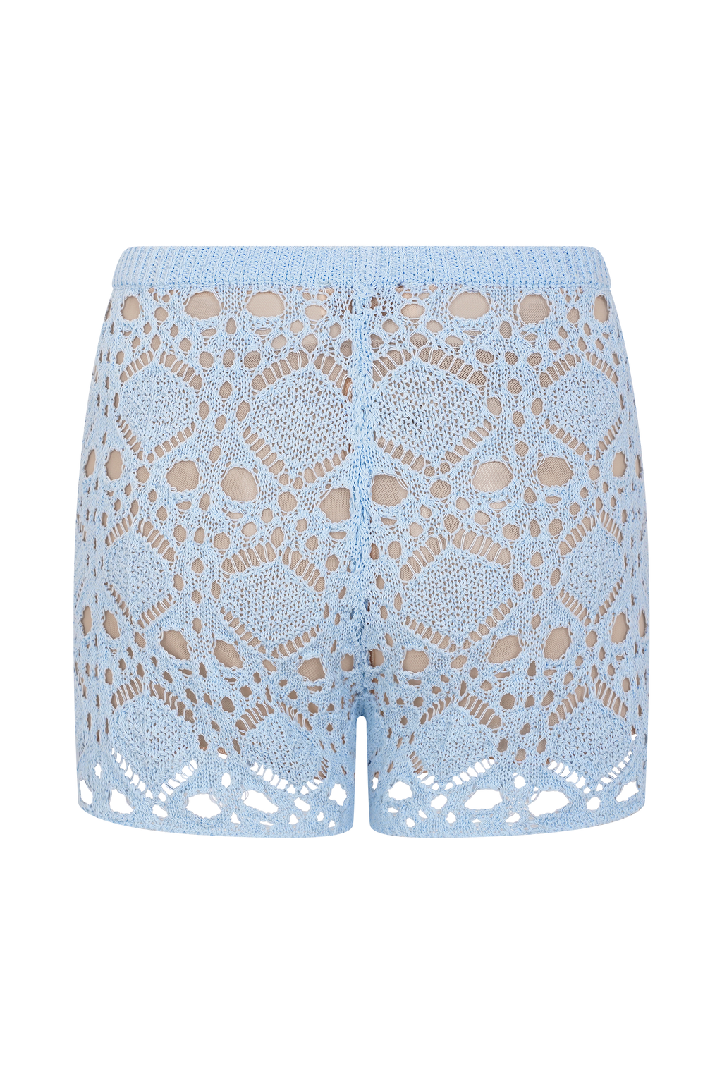 Aeline Crochet Knit Shorts - Sky Blue