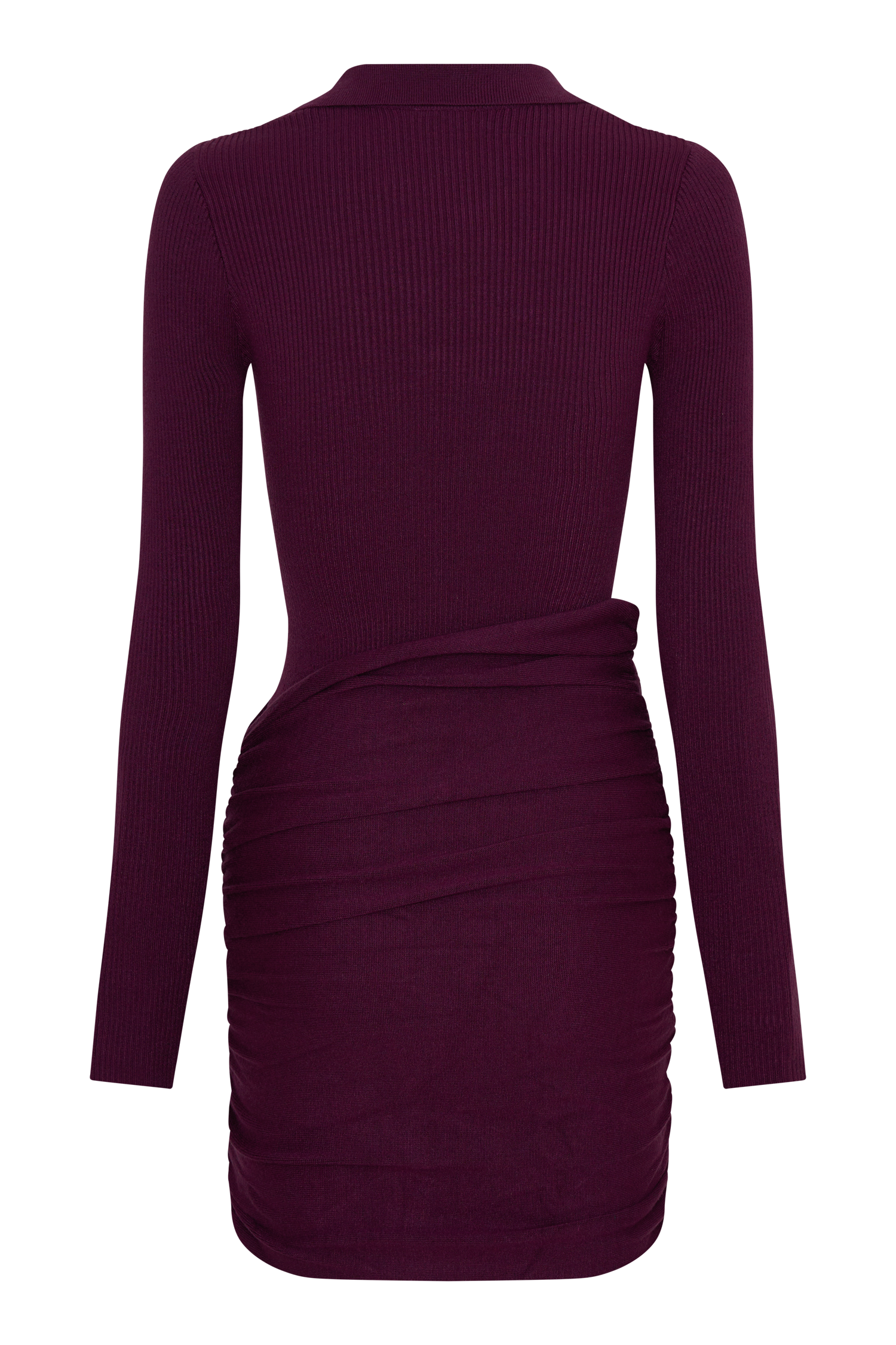 Agness Long Sleeve Button Up Knit Dress - Plum