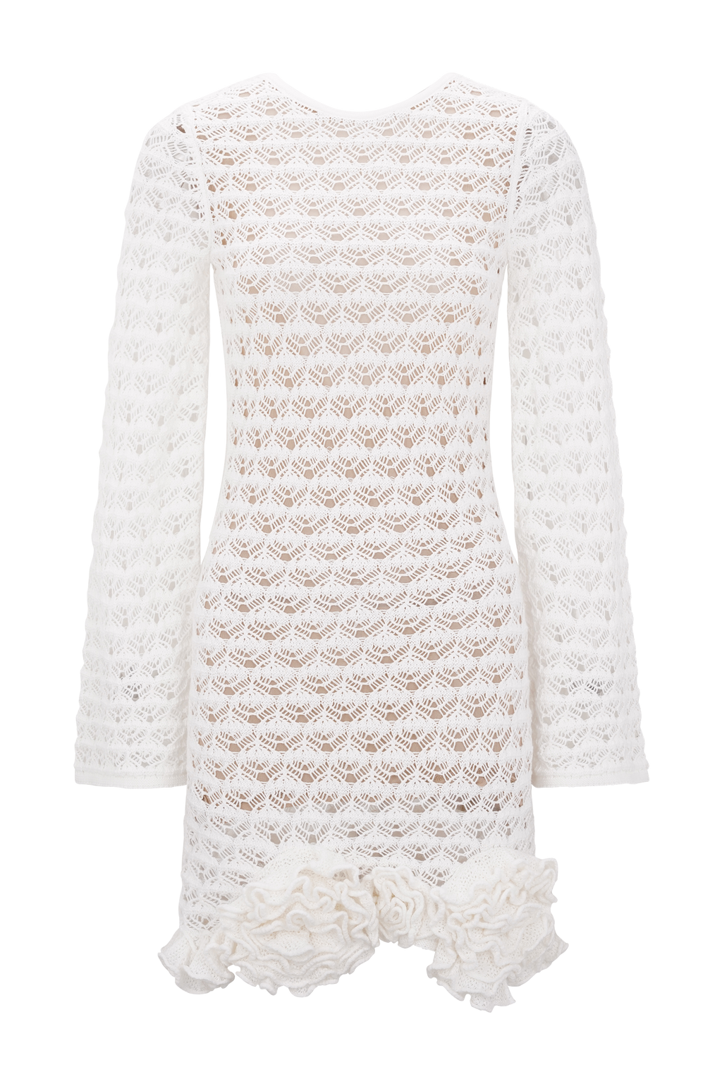 Aileen Ruffle Crochet Mini Dress - Ivory