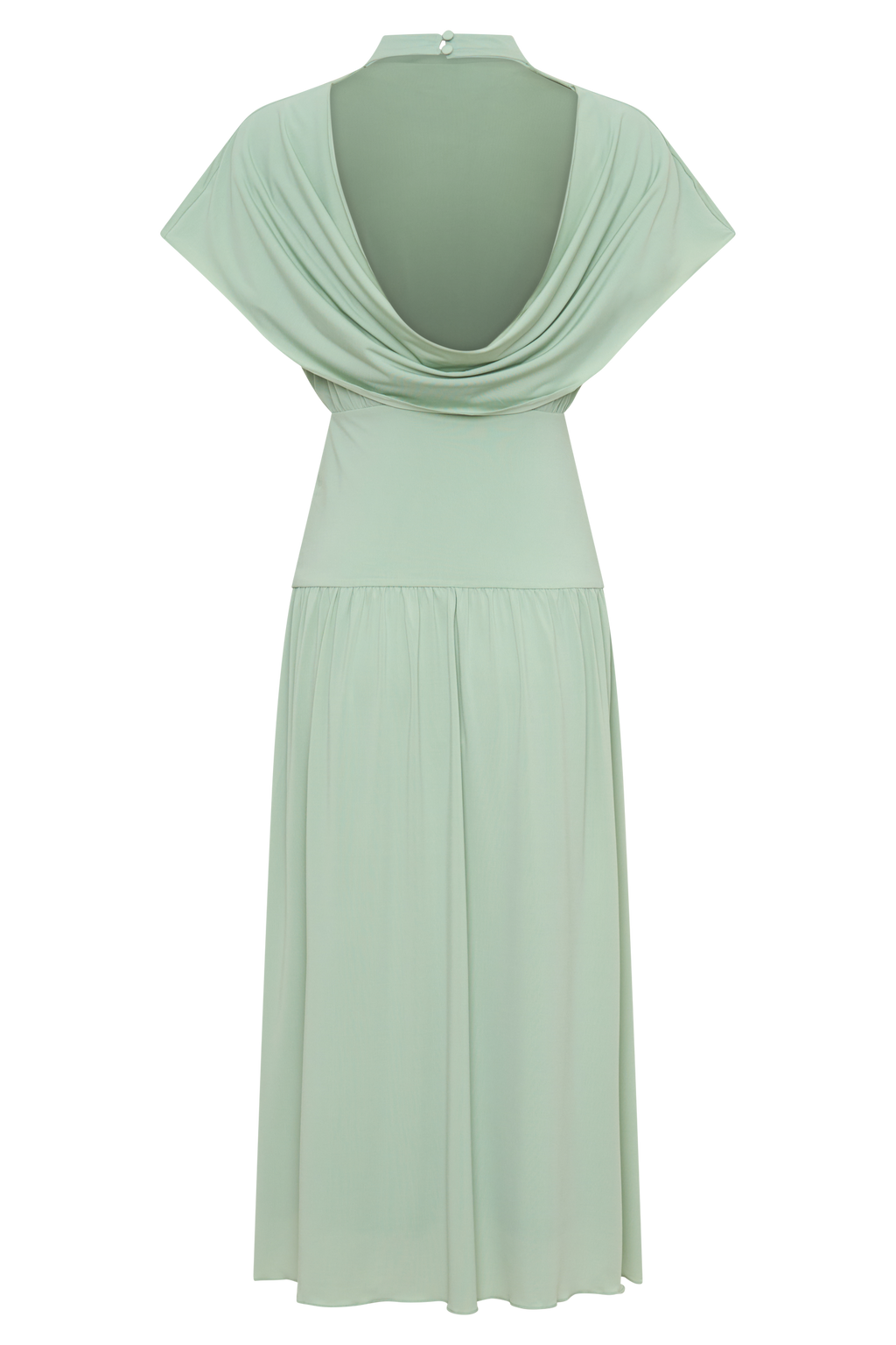 Ailla High Neck Cowl Midi Dress - Aqua Grey