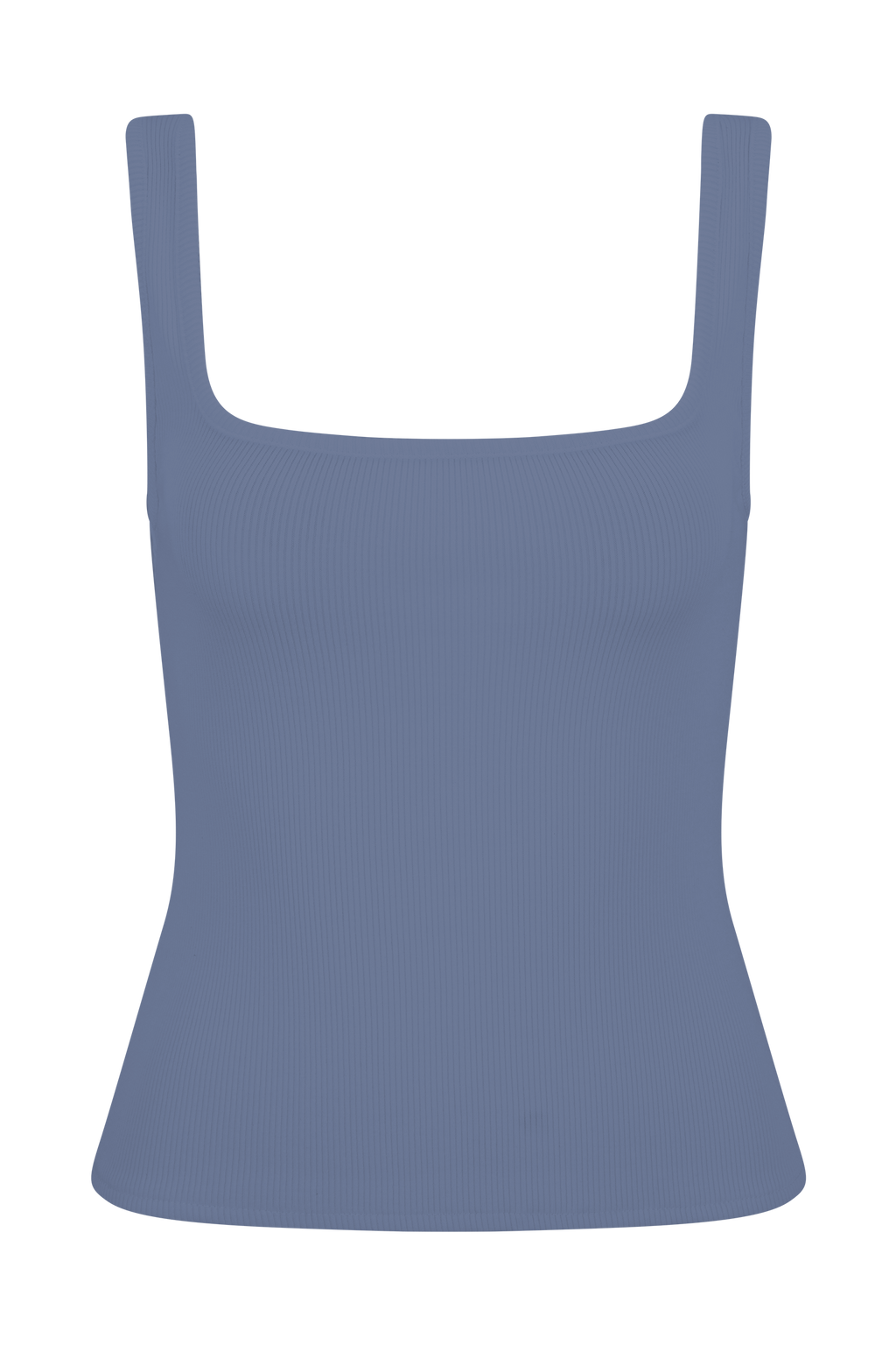Aisling Ribbed Square Neck Sleeveless Top - Cornflower Blue