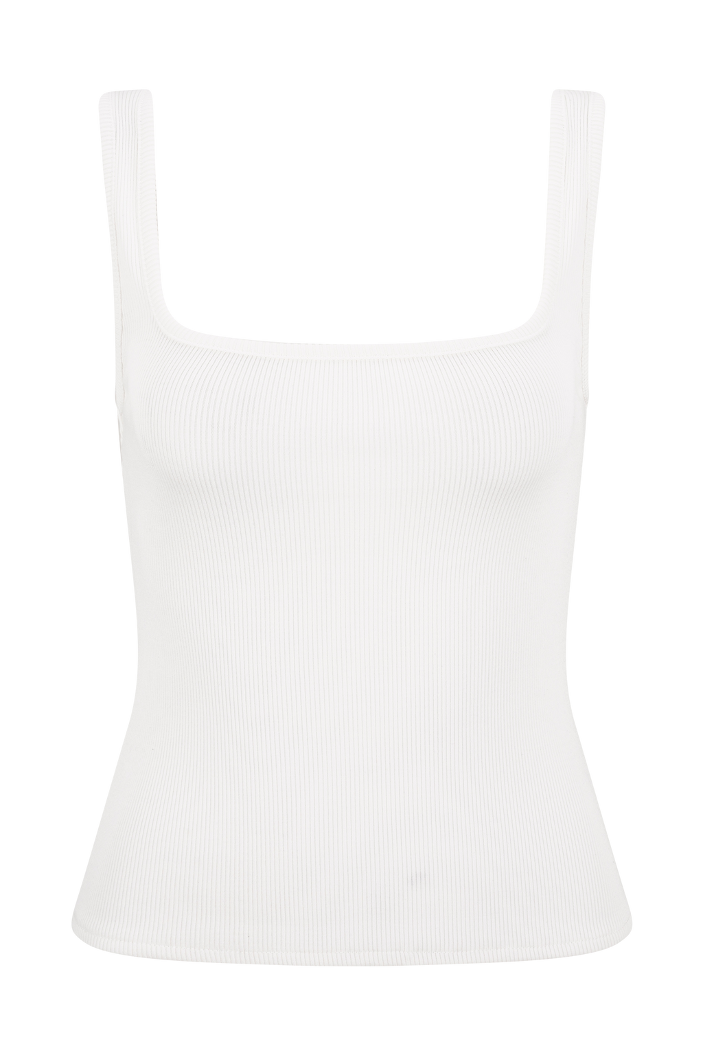 Aisling Ribbed Square Neck Sleeveless Top - Ivory