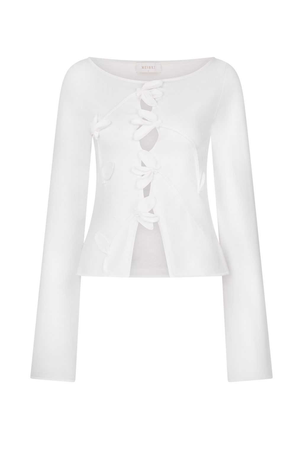 Alejandra Floral Long Sleeve Knit Top - White