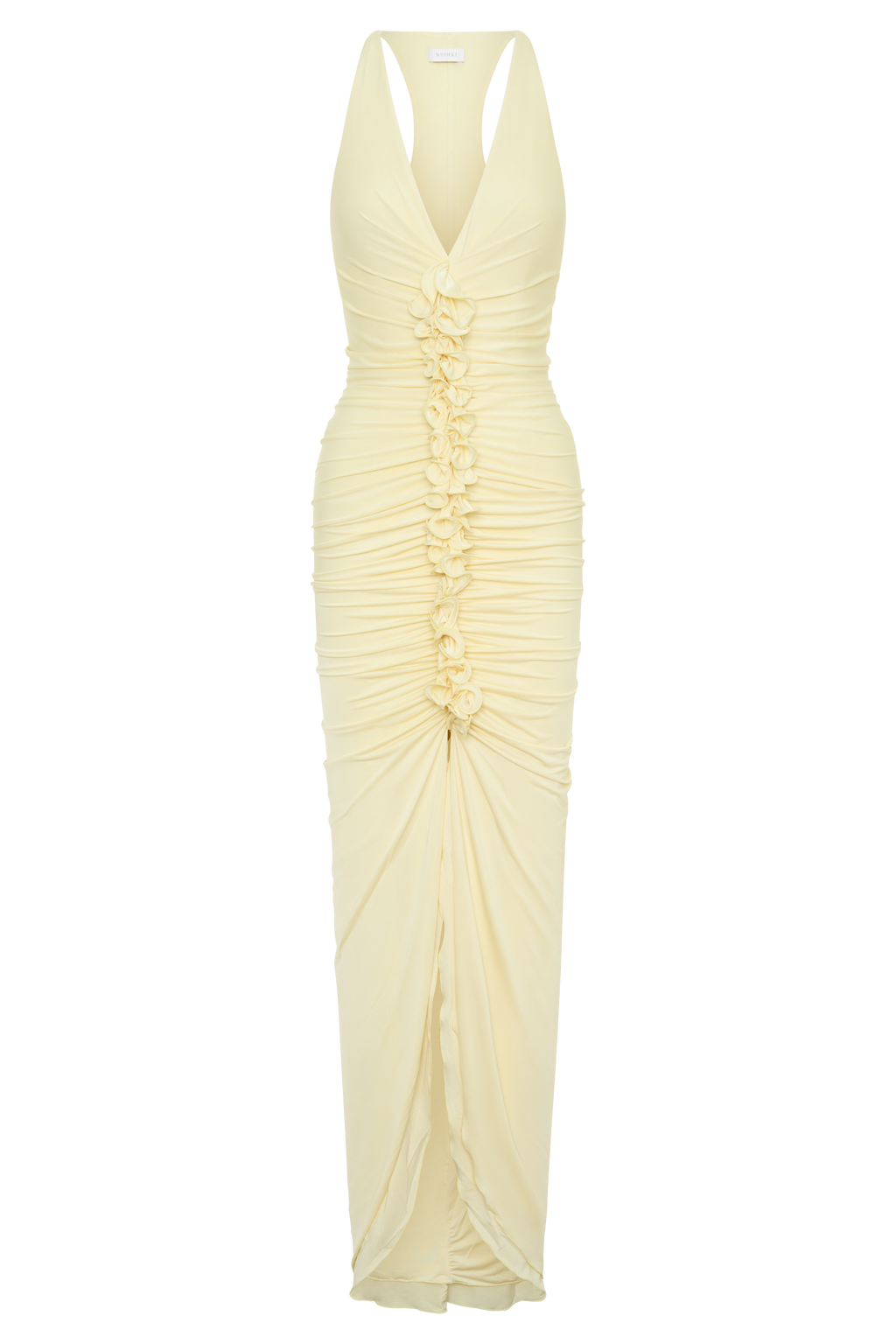 Alessandra Slinky Ruffle Maxi Dress - Lemon