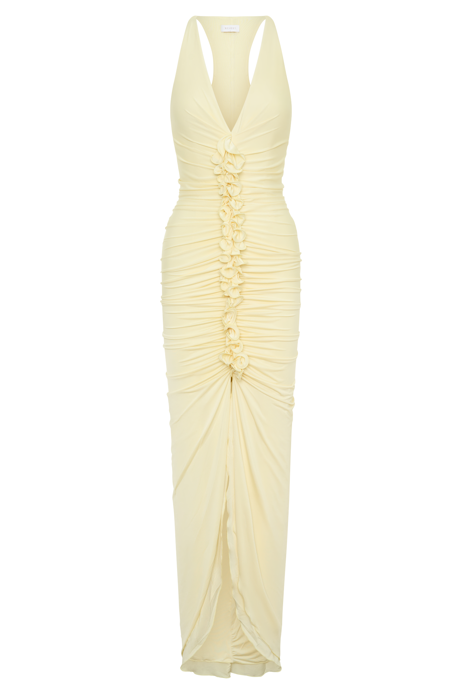 Alessandra Slinky Ruffle Maxi Dress - Lemon
