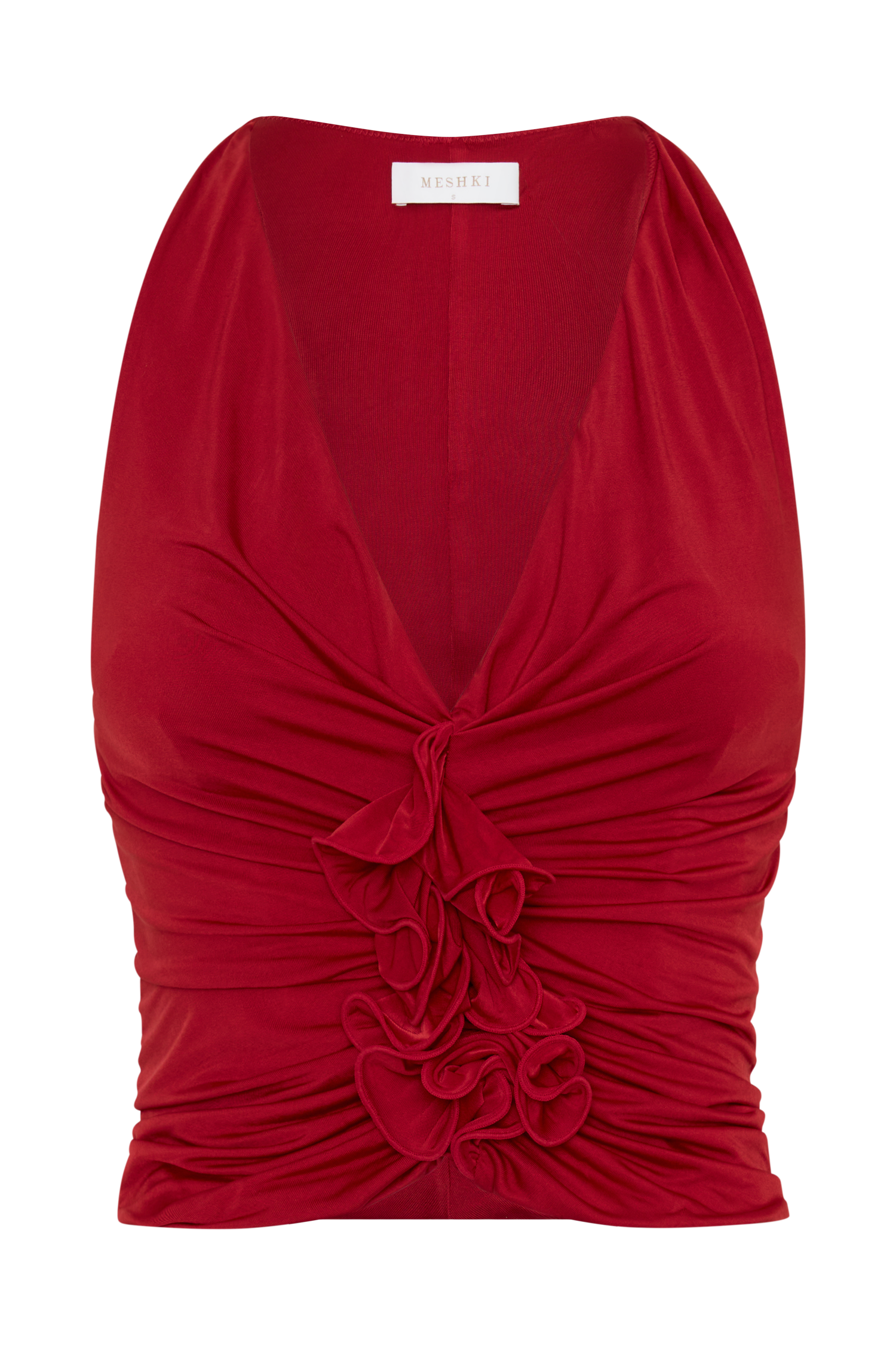 Alessandra Slinky Ruffle Top - Ruby