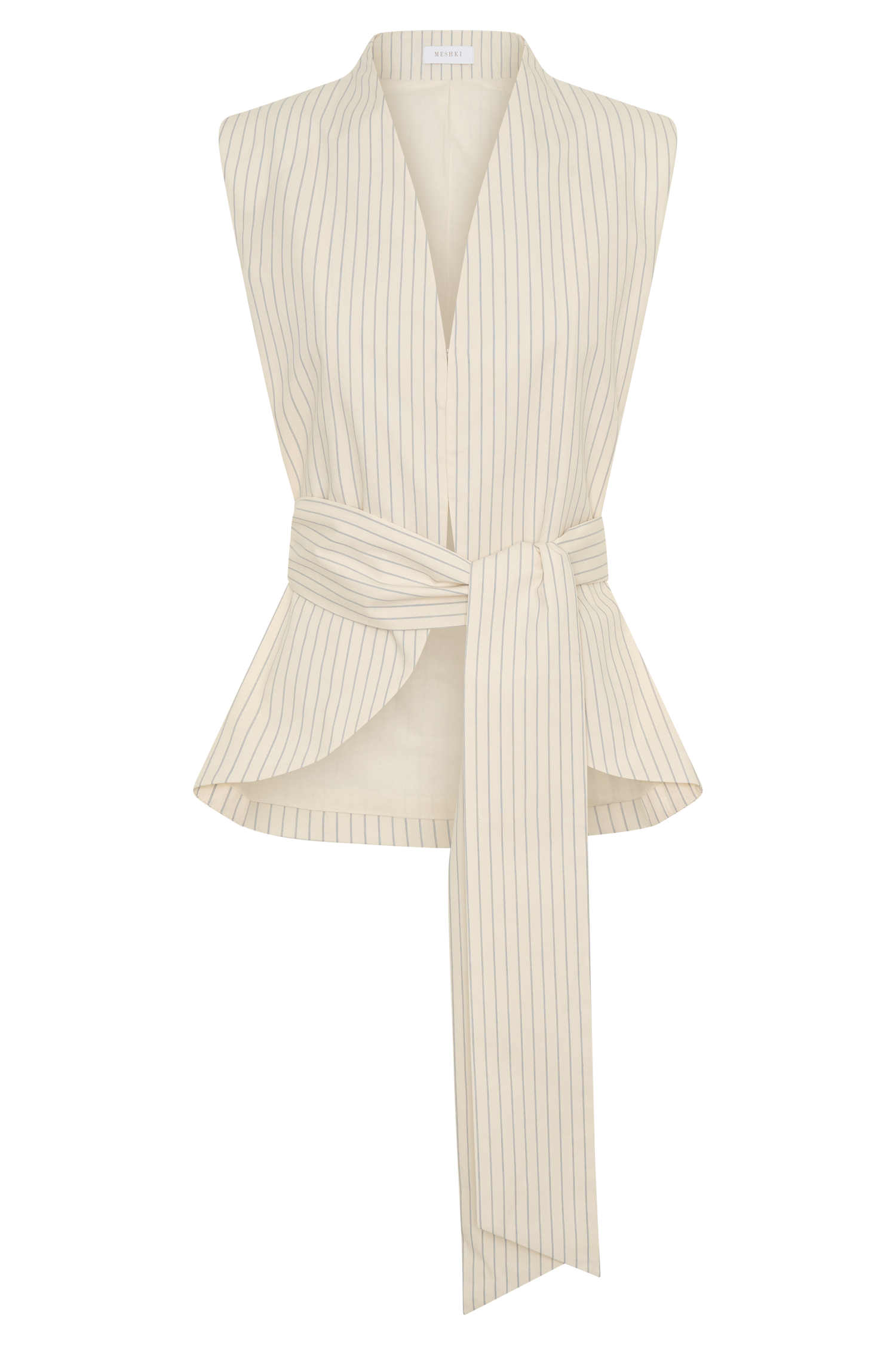 Alina Waist Tie Sleeveless Top - Stripe