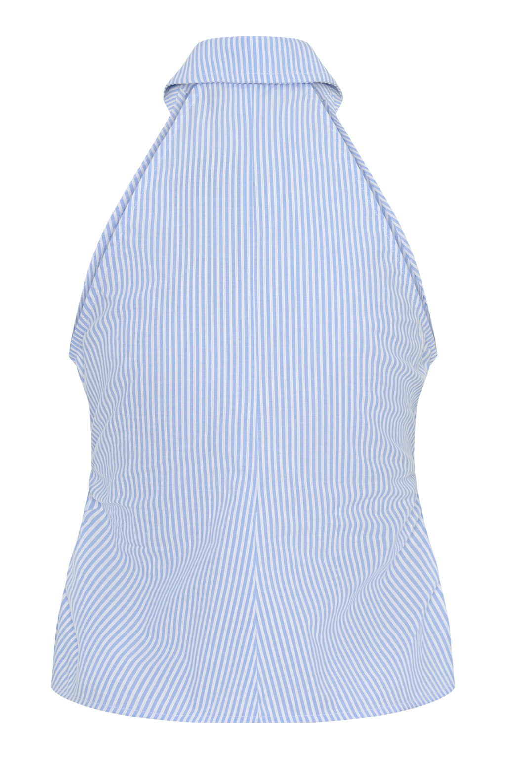 Allison Halter Sleeveless Shirt - Blue Pinstripe