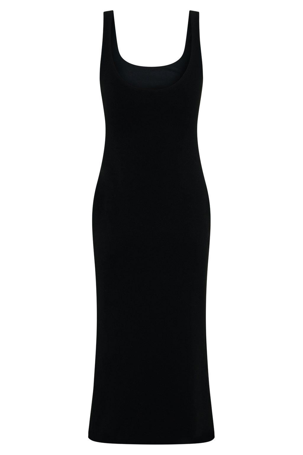 Allyra Scoop Stretch Crepe Midi Dress - Black