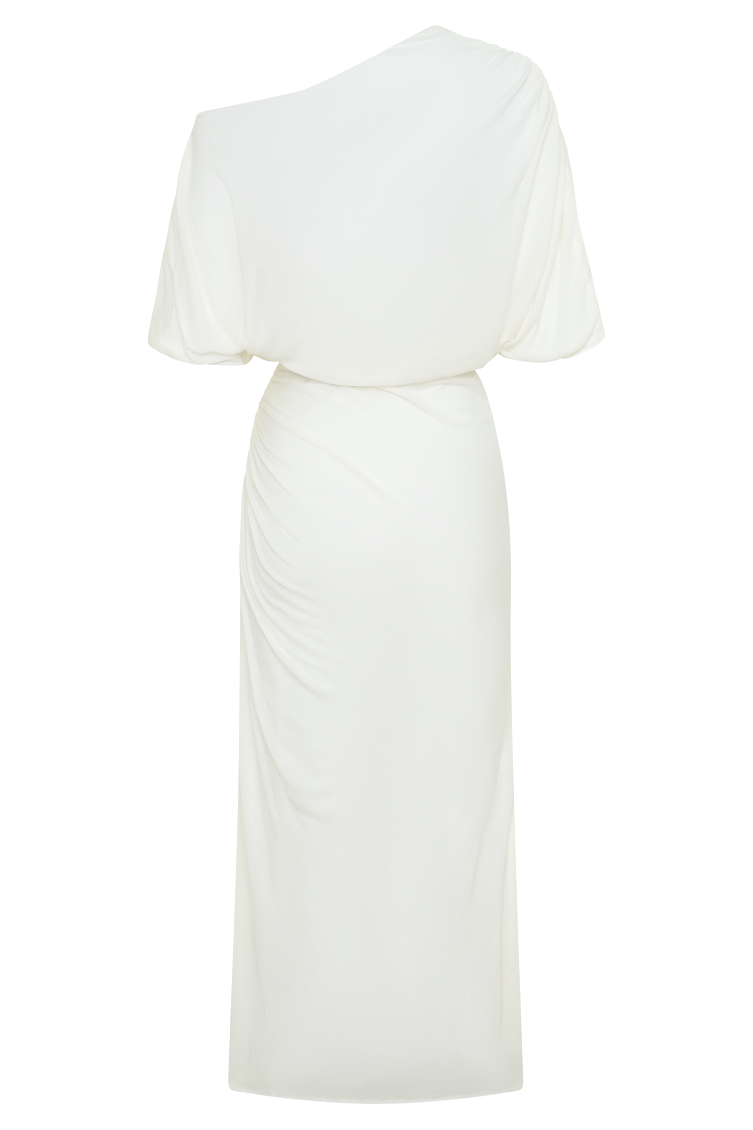 Alva Wool Lyocell Draped Midi Dress - White
