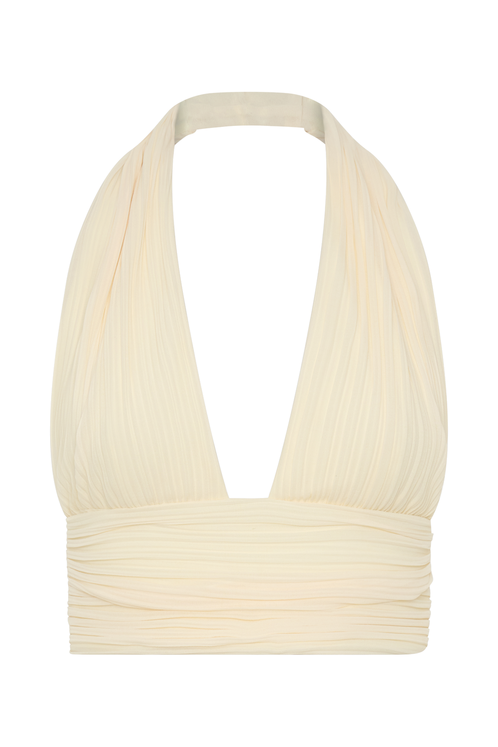 Amaris Sleeveless Plisse Halter Top - Lemon