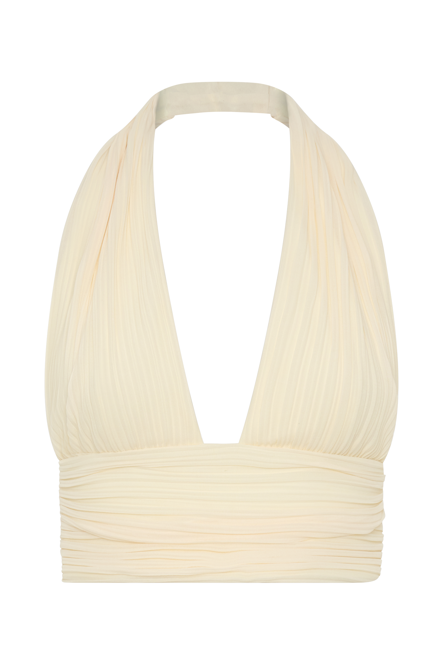 Amaris Sleeveless Plisse Halter Top - Lemon