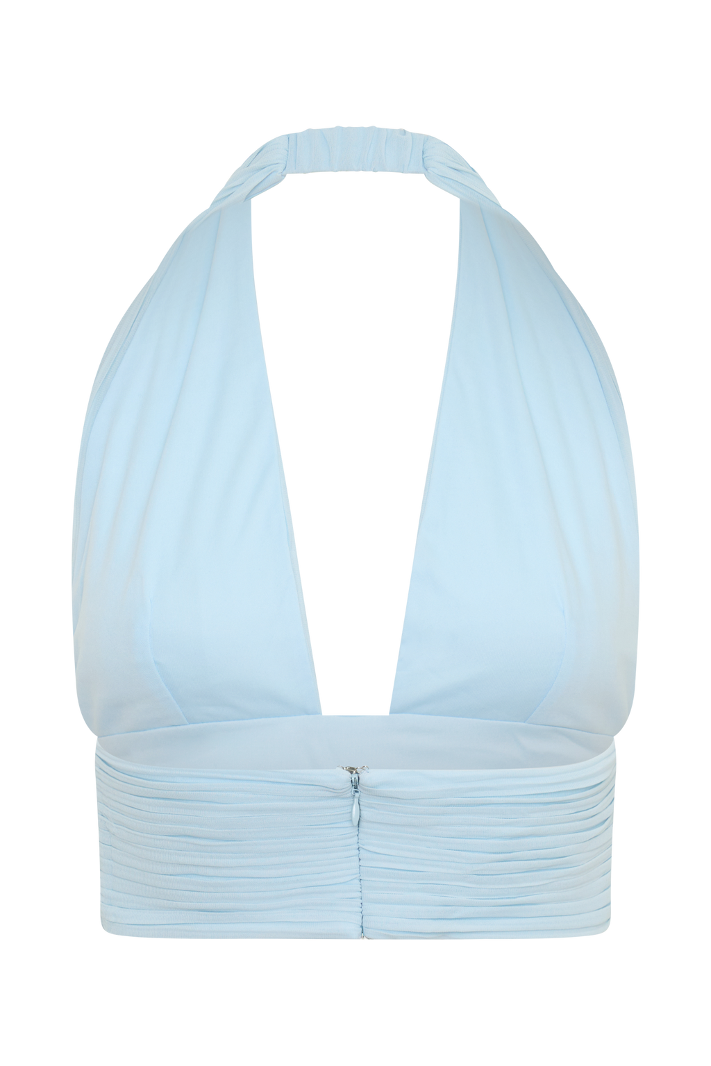 Amaris Sleeveless Plisse Halter Top - Pale Blue