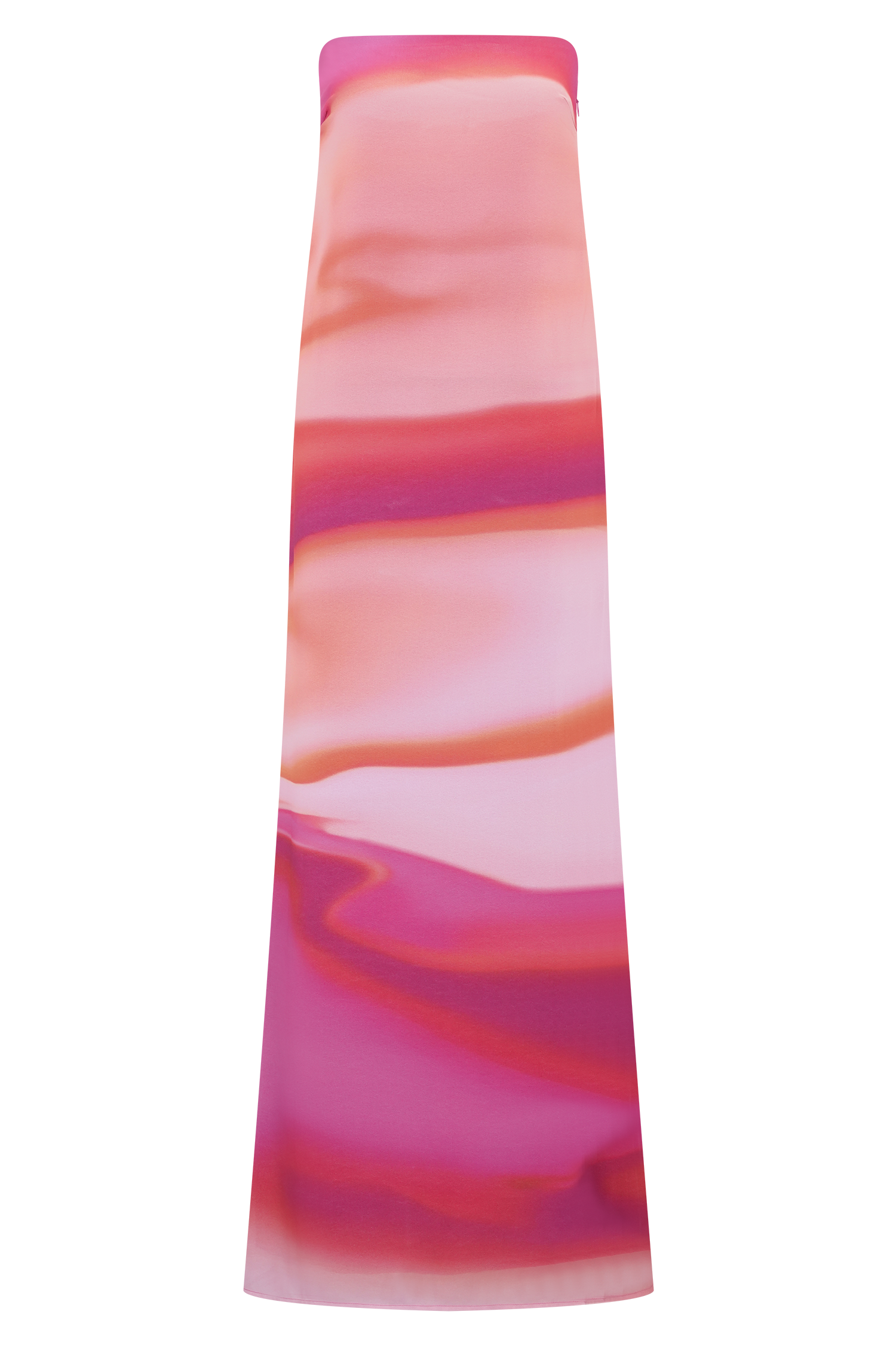 Amaya Strapless Chiffon Maxi Dress - Pink Sunset Print
