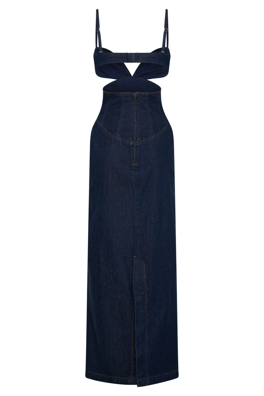 Amila Denim Cupped Maxi Dress - Indigo Blue