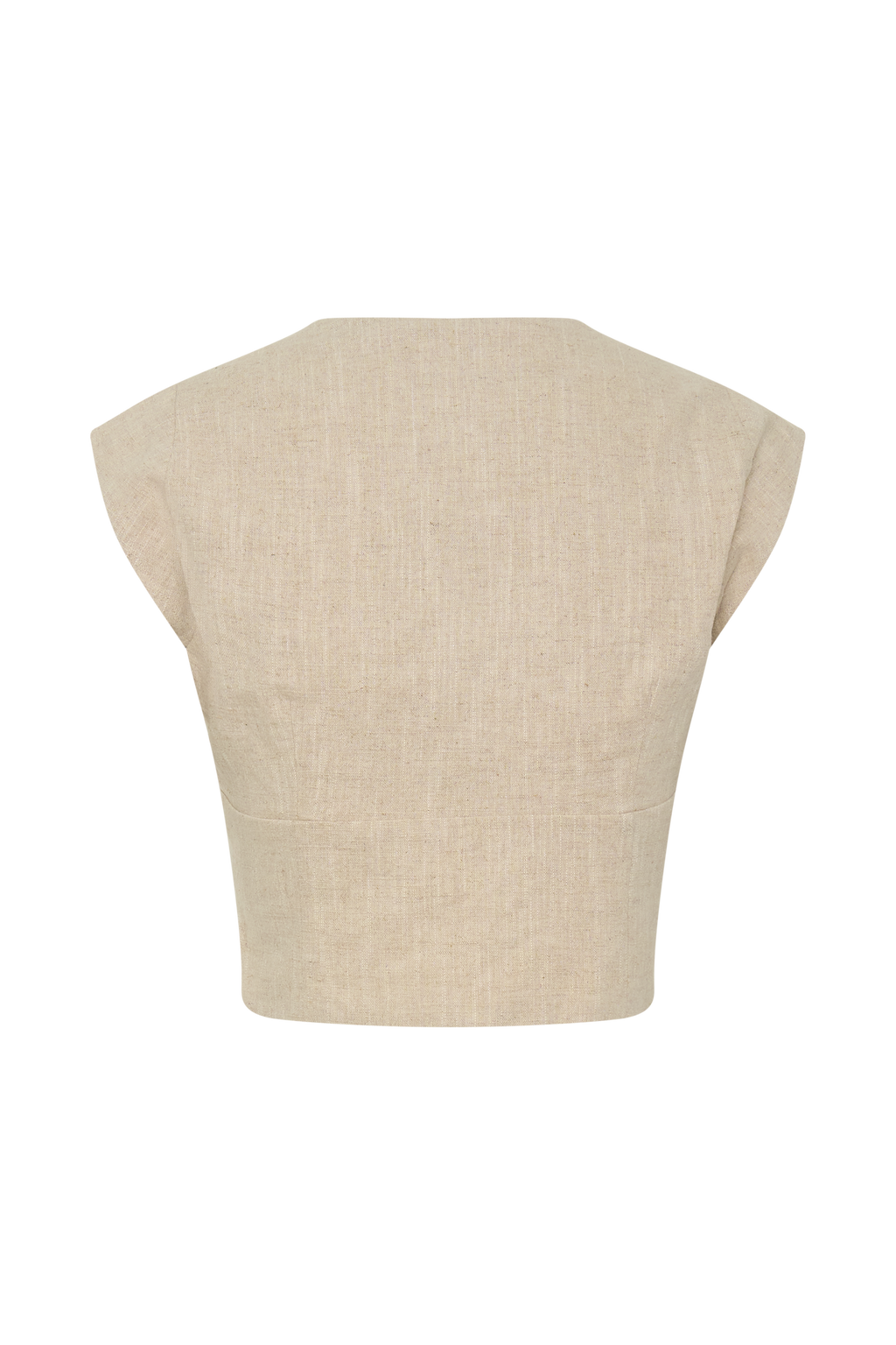 Anahita Linen Front Bows Short Sleeve Top - Natural
