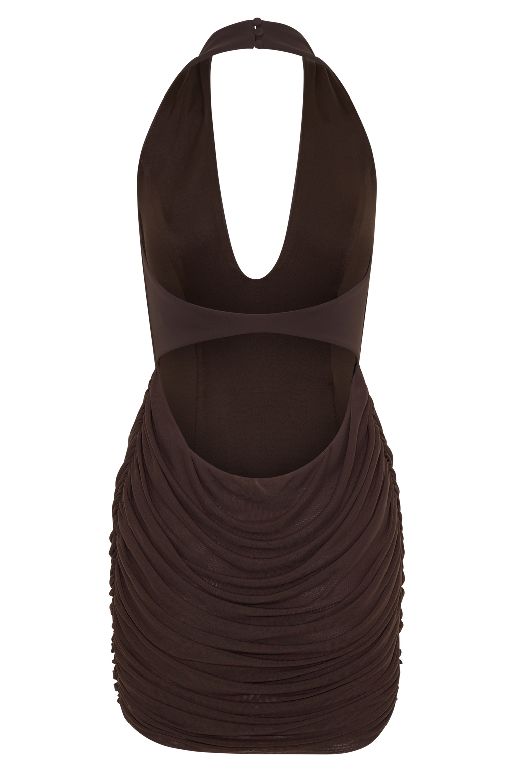 Anari Gathered Scuba Mini Dress - Dark Chocolate