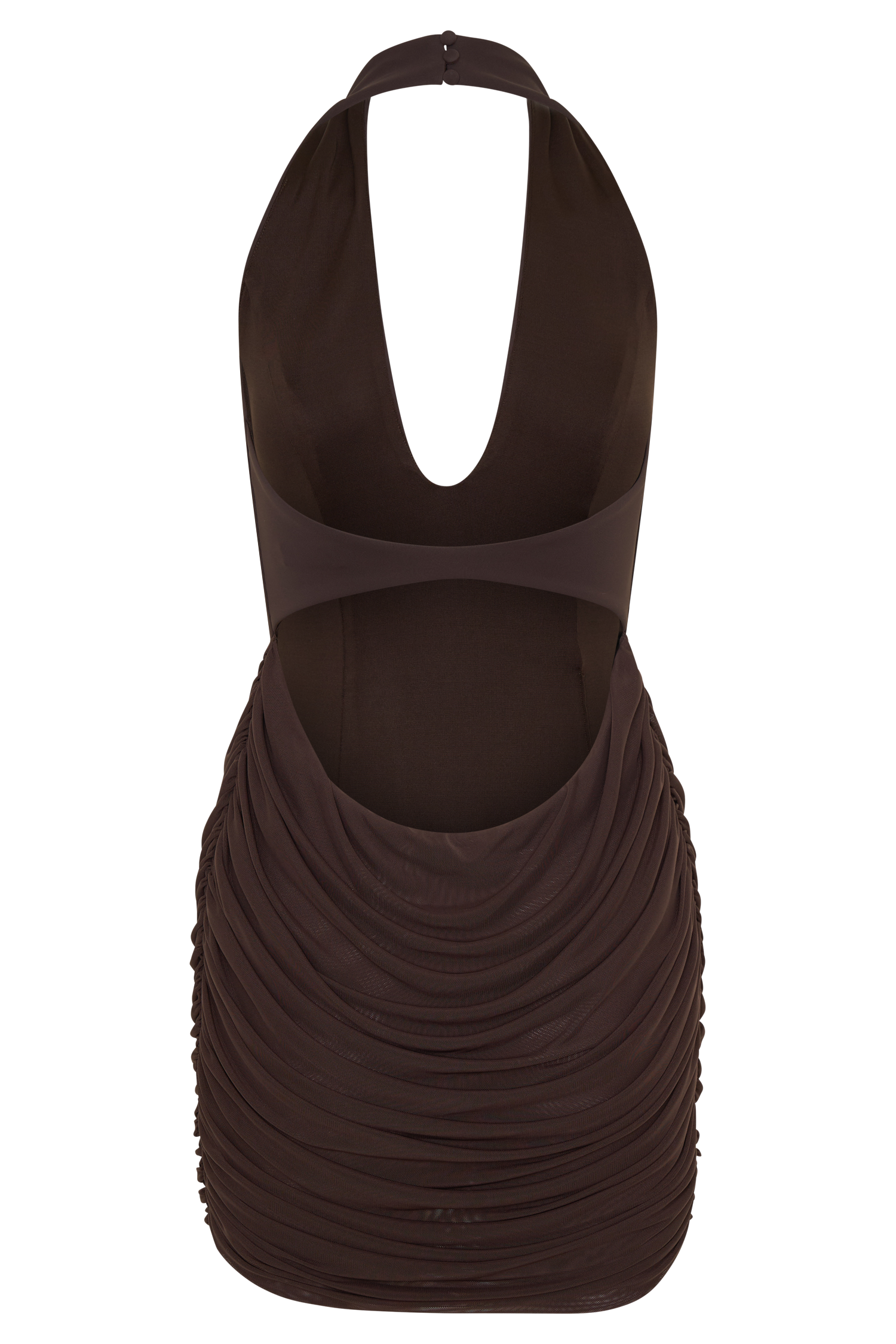 Anari Gathered Scuba Mini Dress - Dark Chocolate